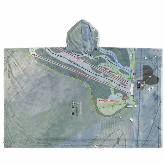 Otis Ridge, Massachusetts Ski Resort Map Flannel Blanket Poncho