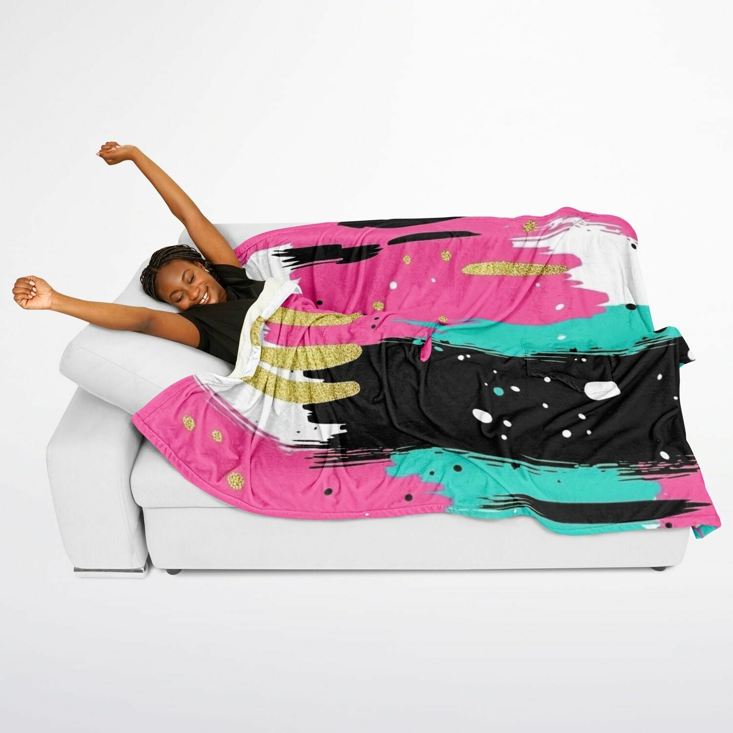 Pop Art Brush Strokes, Flannel Blanket Poncho