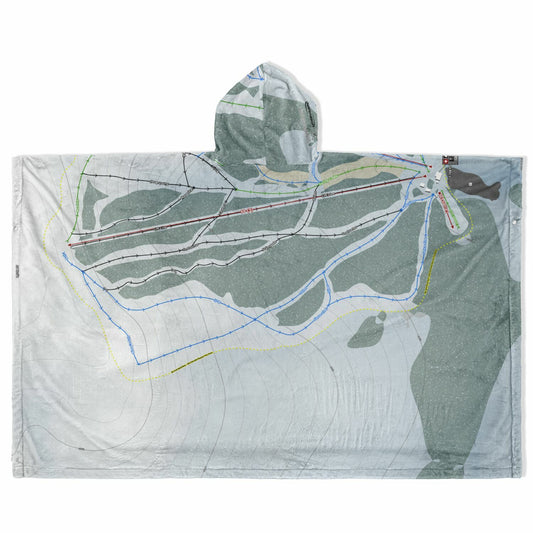 Pomerelle, Idaho Ski Resort Map Flannel Blanket Poncho