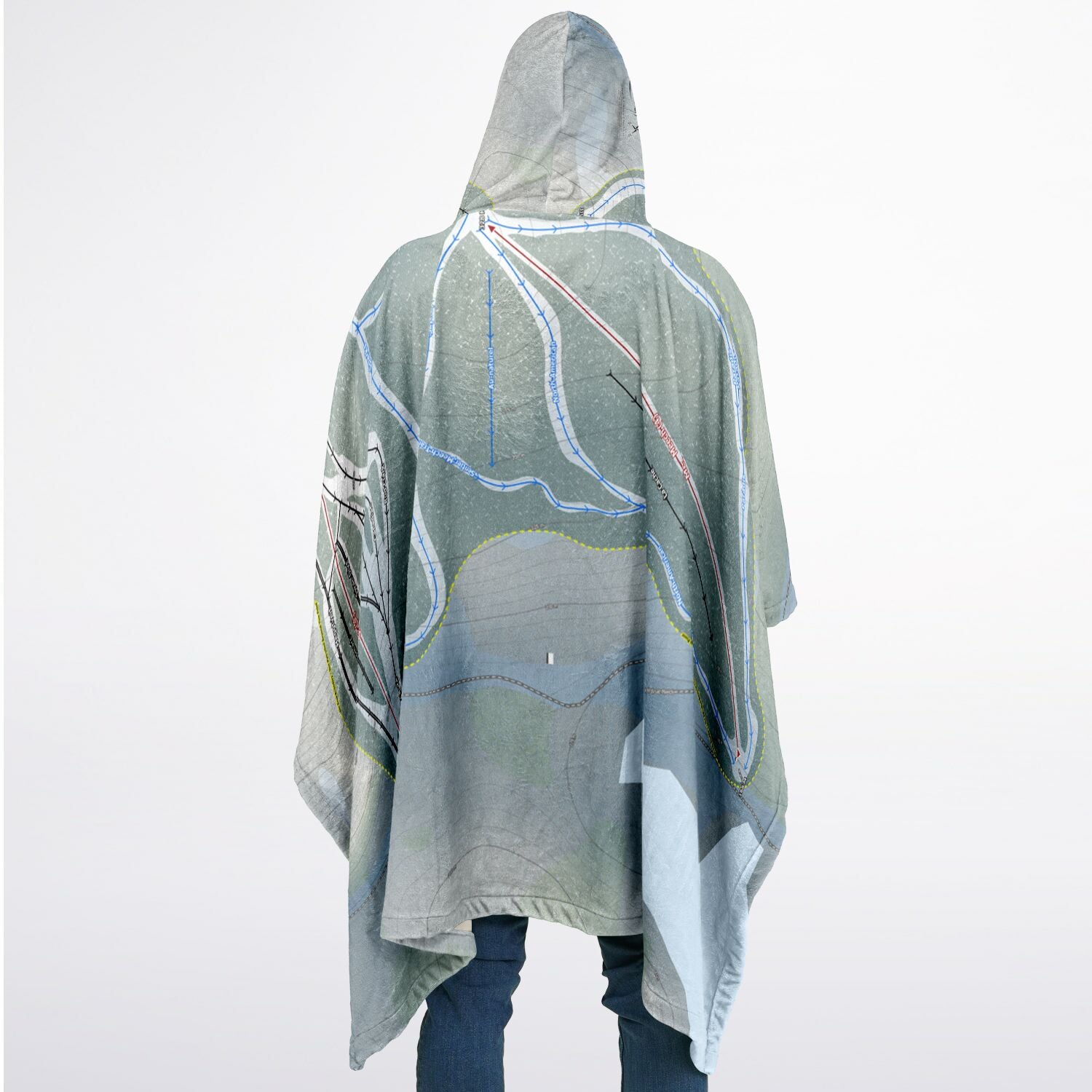 Camp Fortune, Quebec Ski Resort Map Flannel Blanket Poncho