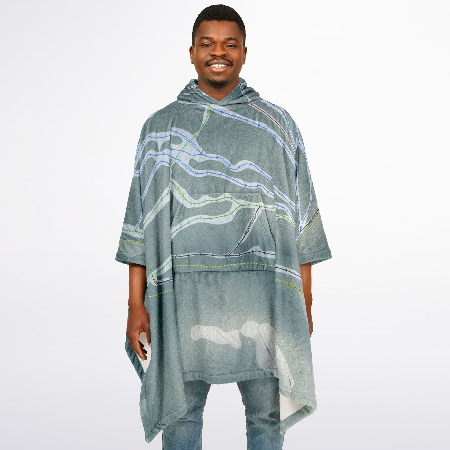 Murray Ridge, British Columbia Ski Resort Map Flannel Blanket Poncho