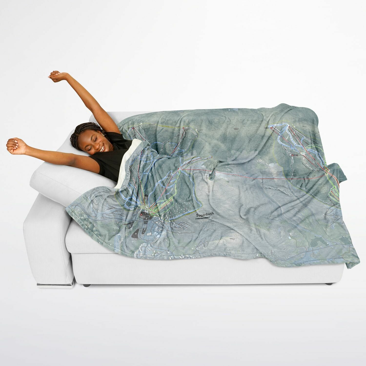 Sugarbush, Vermont Ski Resort Map Flannel Blanket Poncho