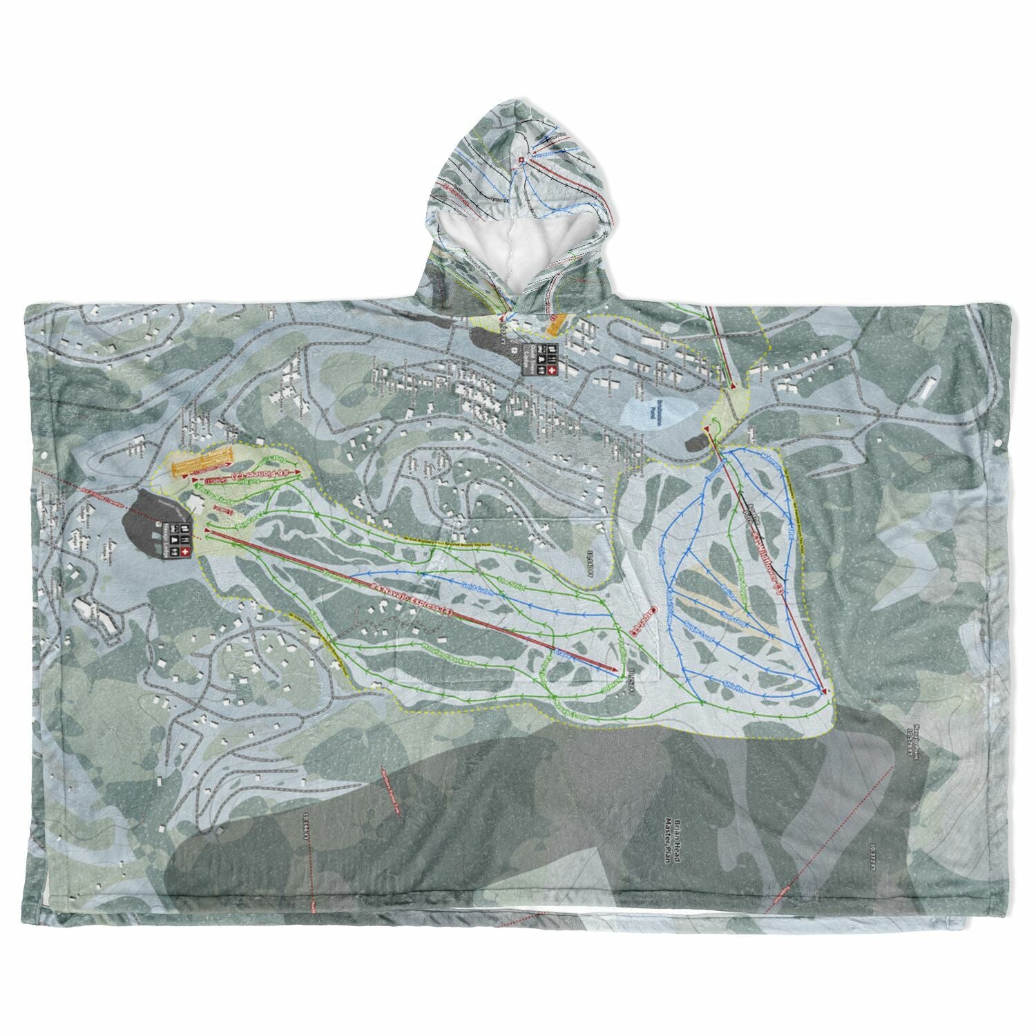Brian Head, Utah Ski Resort Map Flannel Blanket Poncho