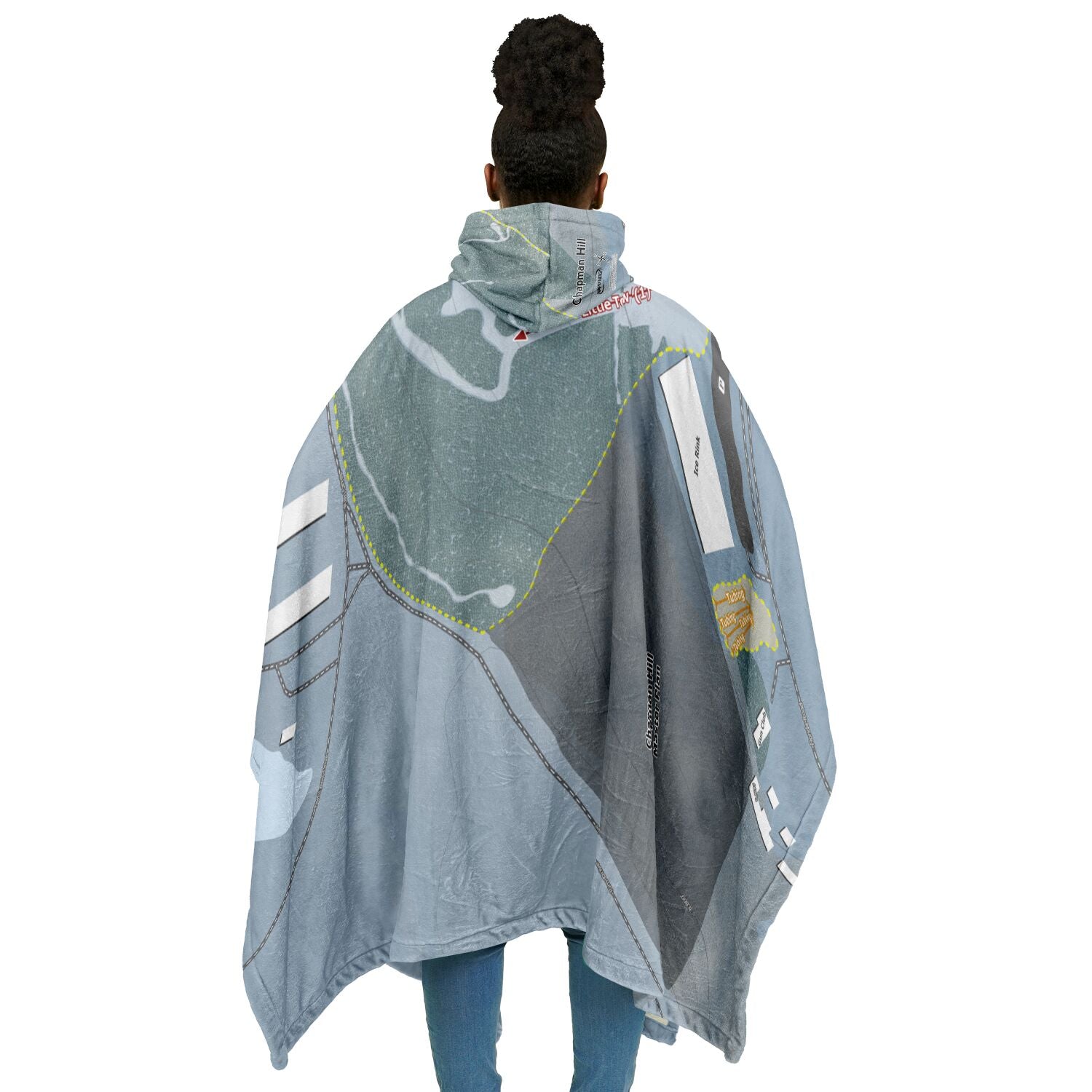Chapman Hill, Colorado Ski Resort Map Flannel Blanket Poncho