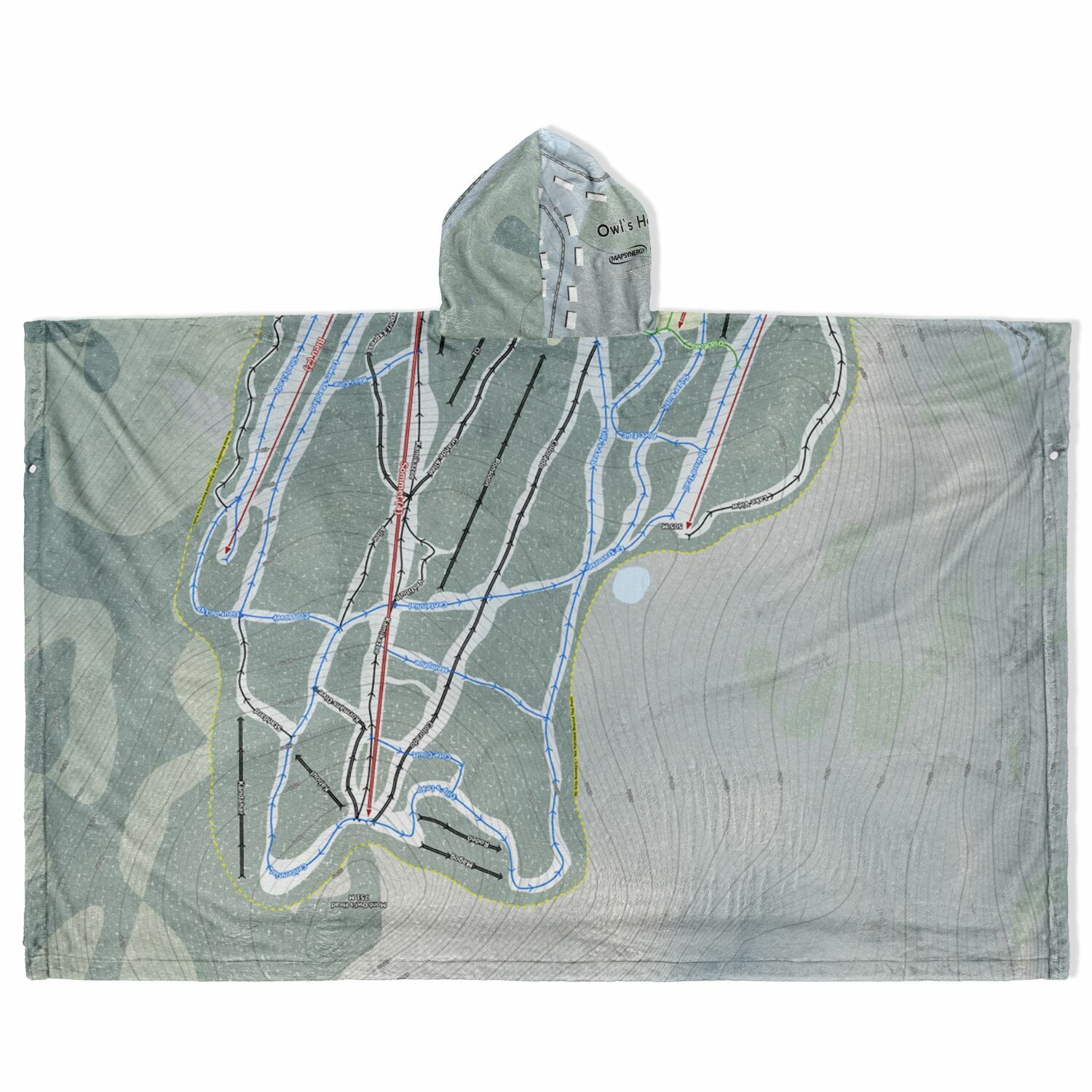 Owls Head, Quebec Ski Resort Map Flannel Blanket Poncho