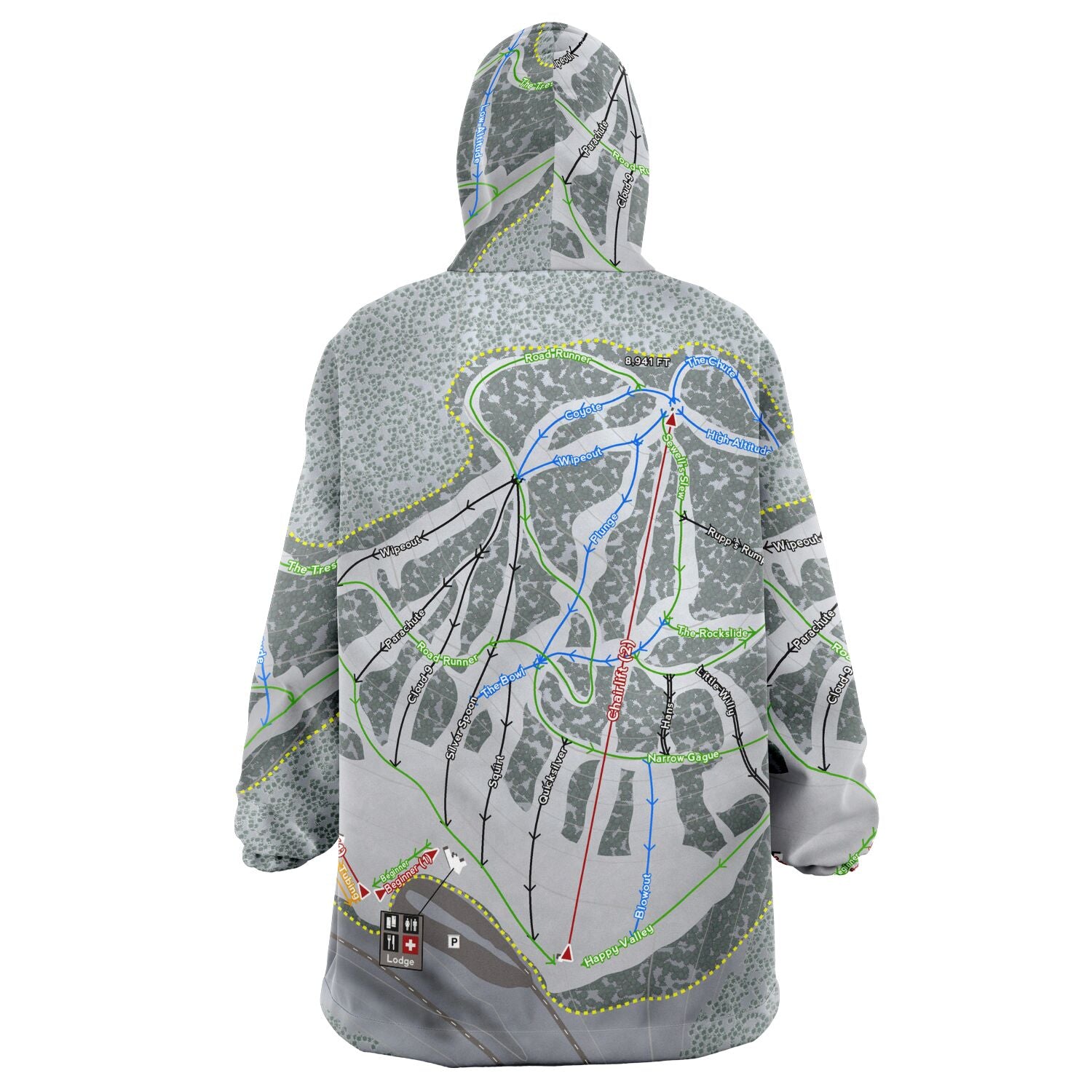 Ski Cloudcroft, New Mexico Ski Trail Map - Snug Hoodie