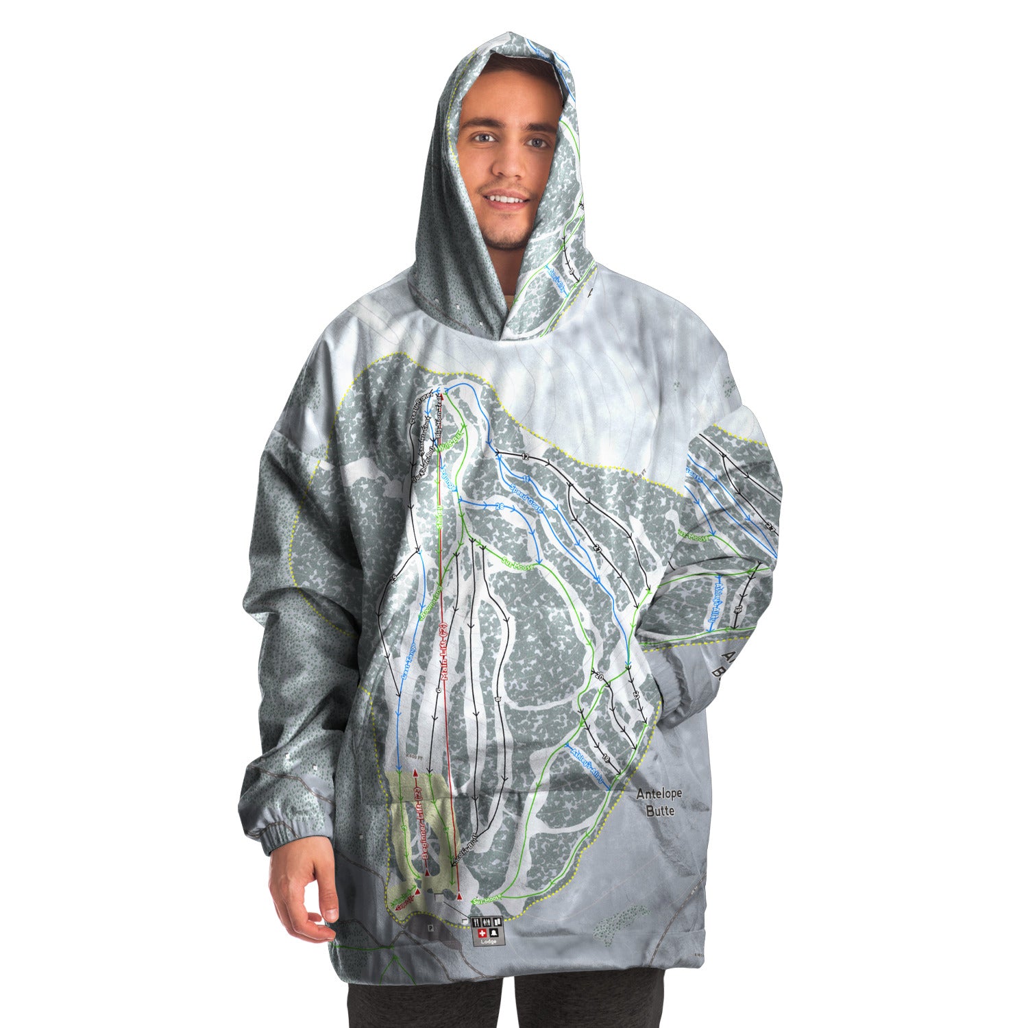 Antelope Butte, Wyoming Ski Trail Map Snug Hoodie