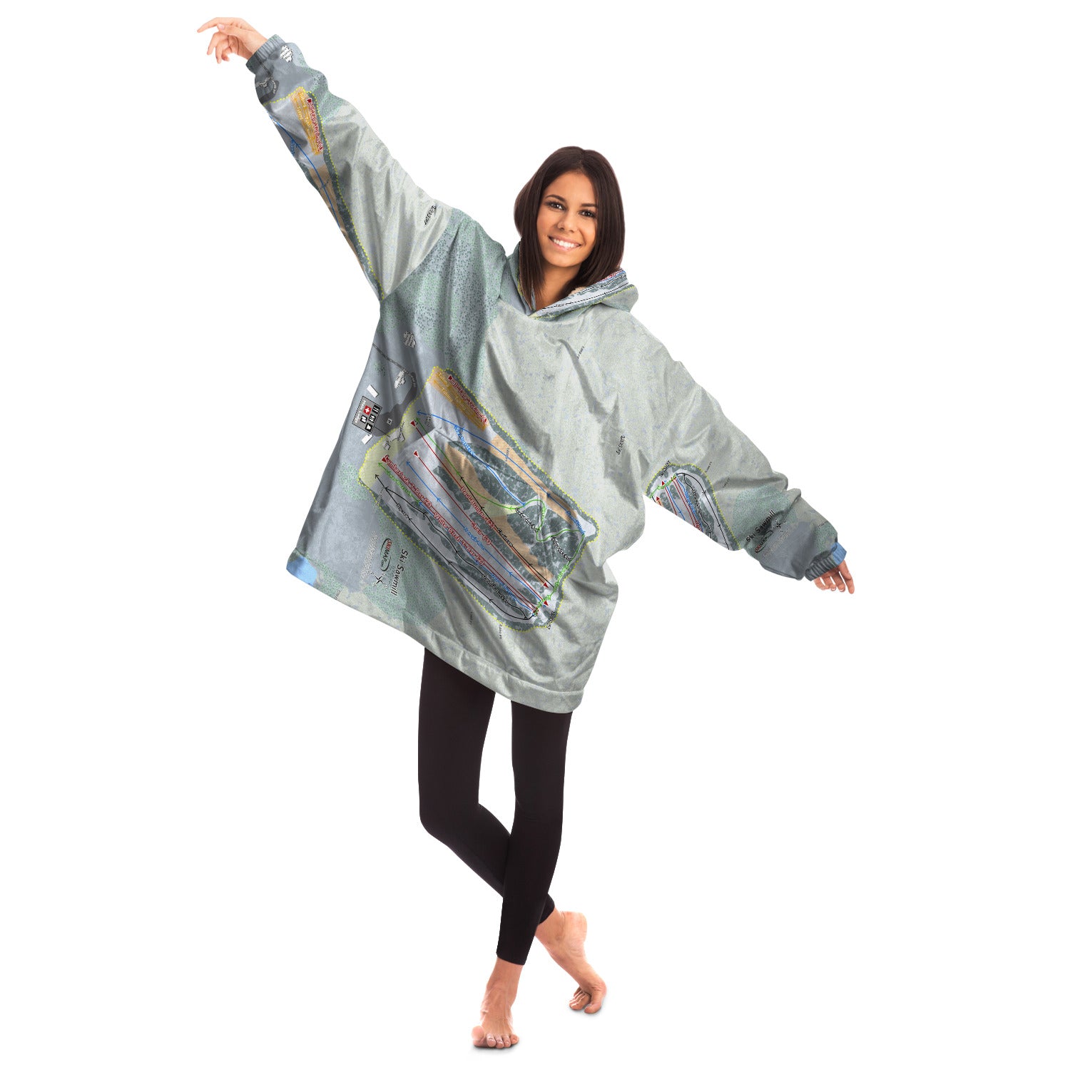 Ski Sawmill, Pennsylvania Ski Trail Map Snug Hoodie