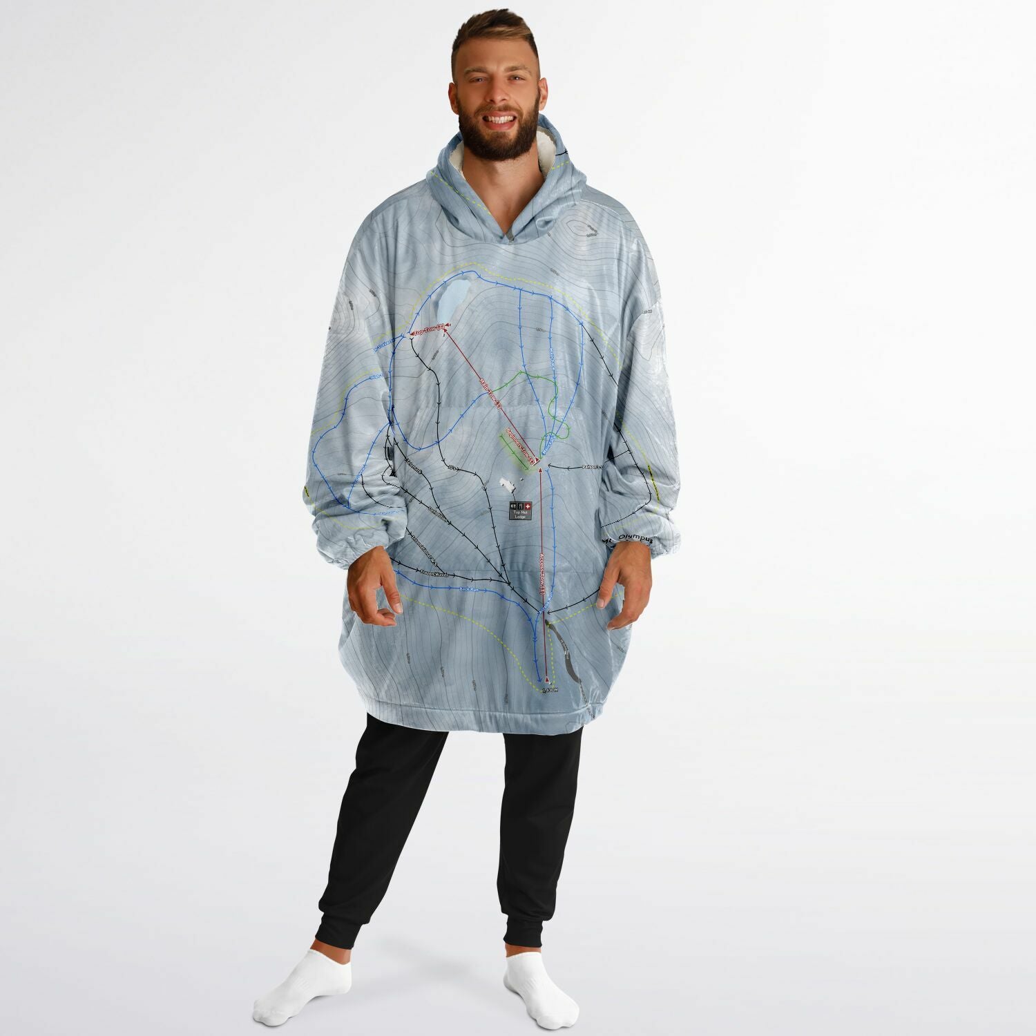 Mt Olympus, New Zealand Ski Trail Map - Snug Hoodie