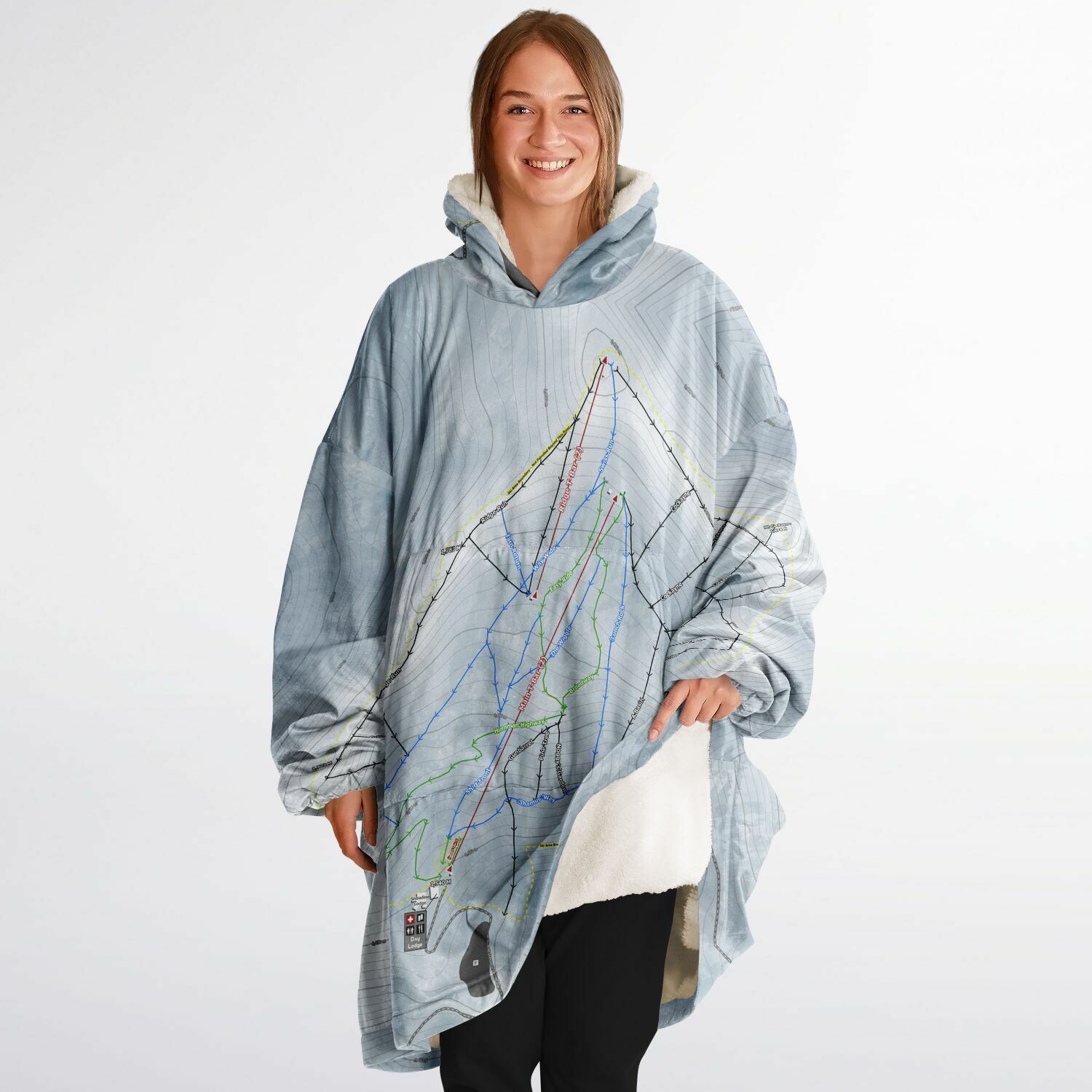 Mt Cheeseman, New Zealand Ski Trail Map - Snug Hoodie