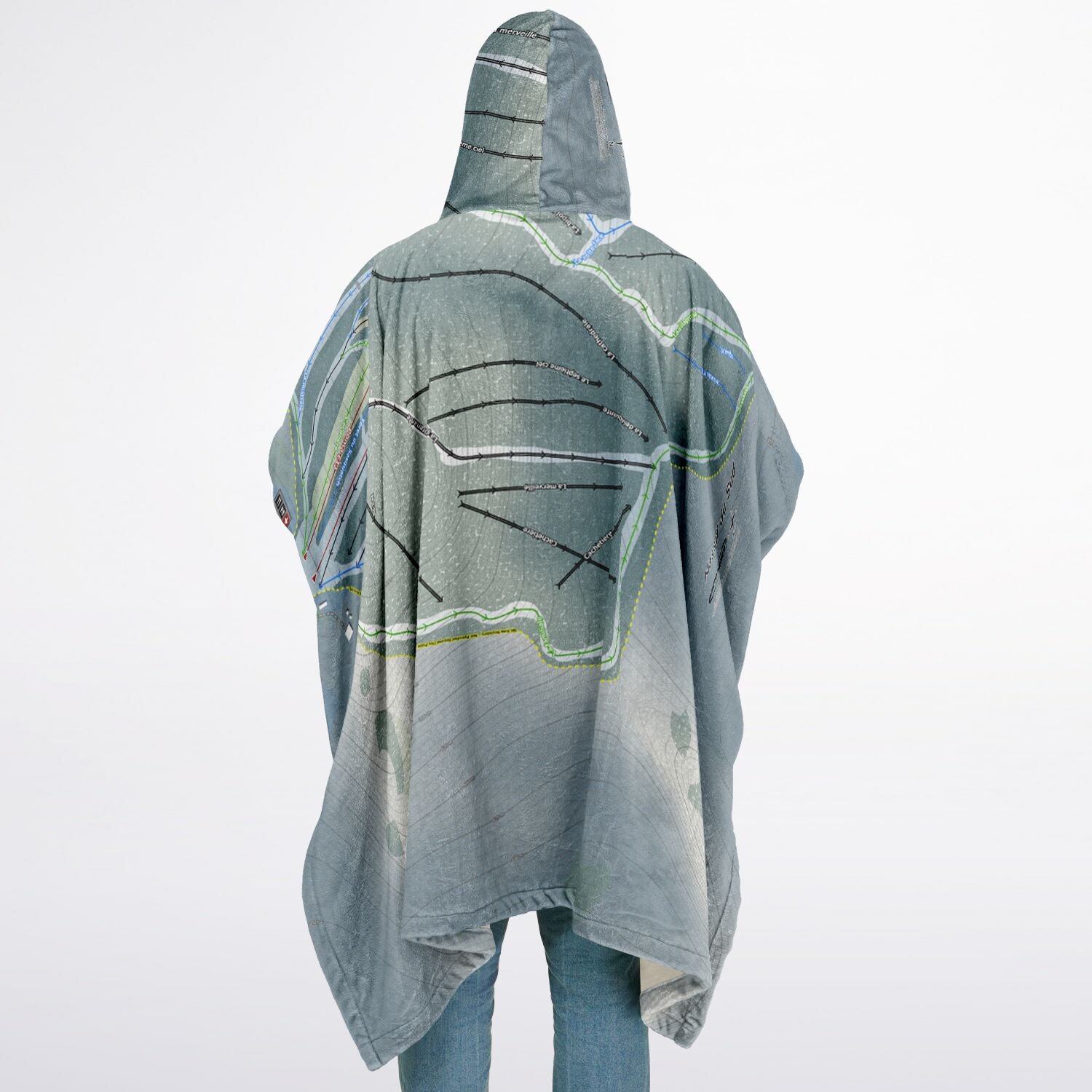 Massif Du Sud, Quebec Ski Resort Map Flannel Blanket Poncho