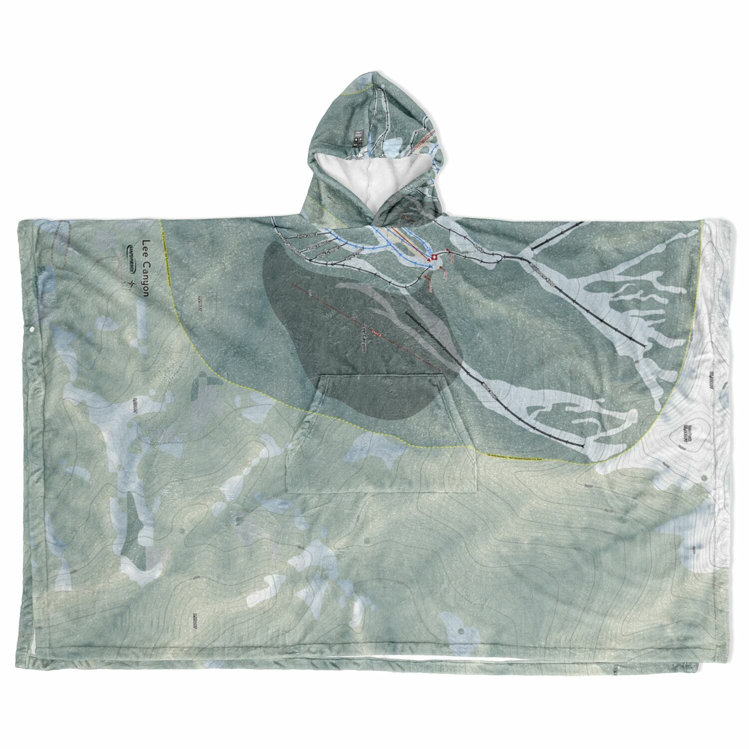 Lee Canyon, Nevada Ski Resort Map Flannel Blanket Poncho