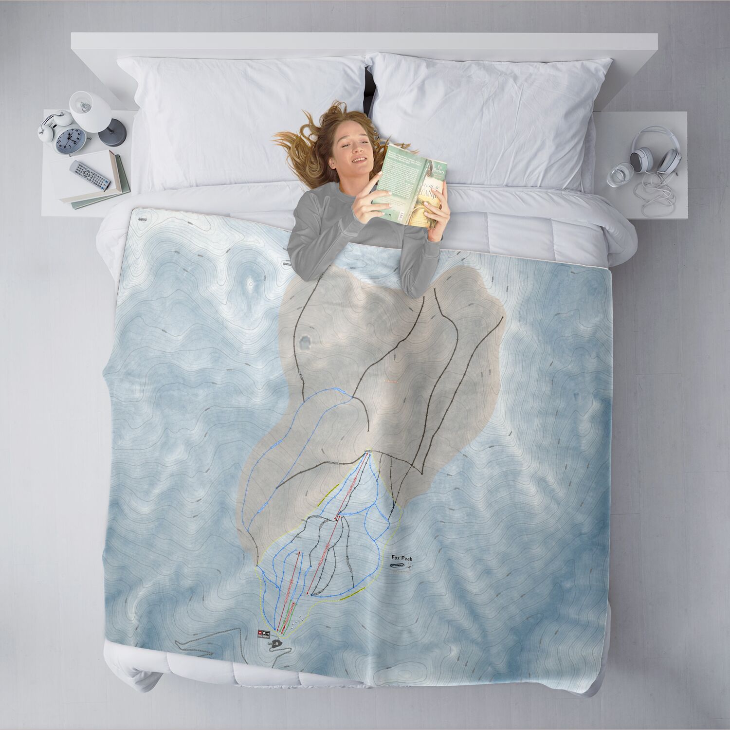 Fox Peak, New Zealand Ski Resort Map XL Blanket