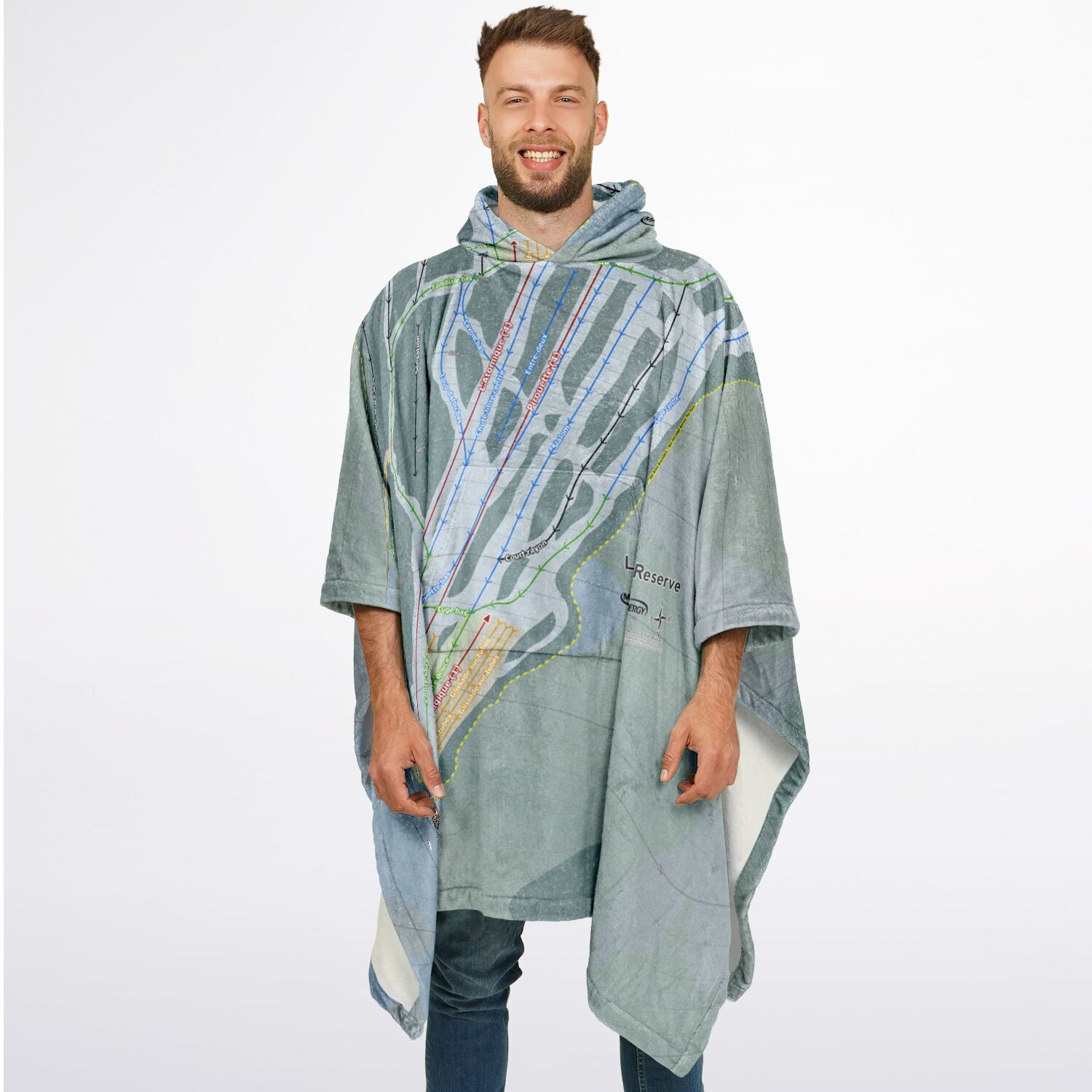 La Reserve, Quebec Ski Resort Map Flannel Blanket Poncho