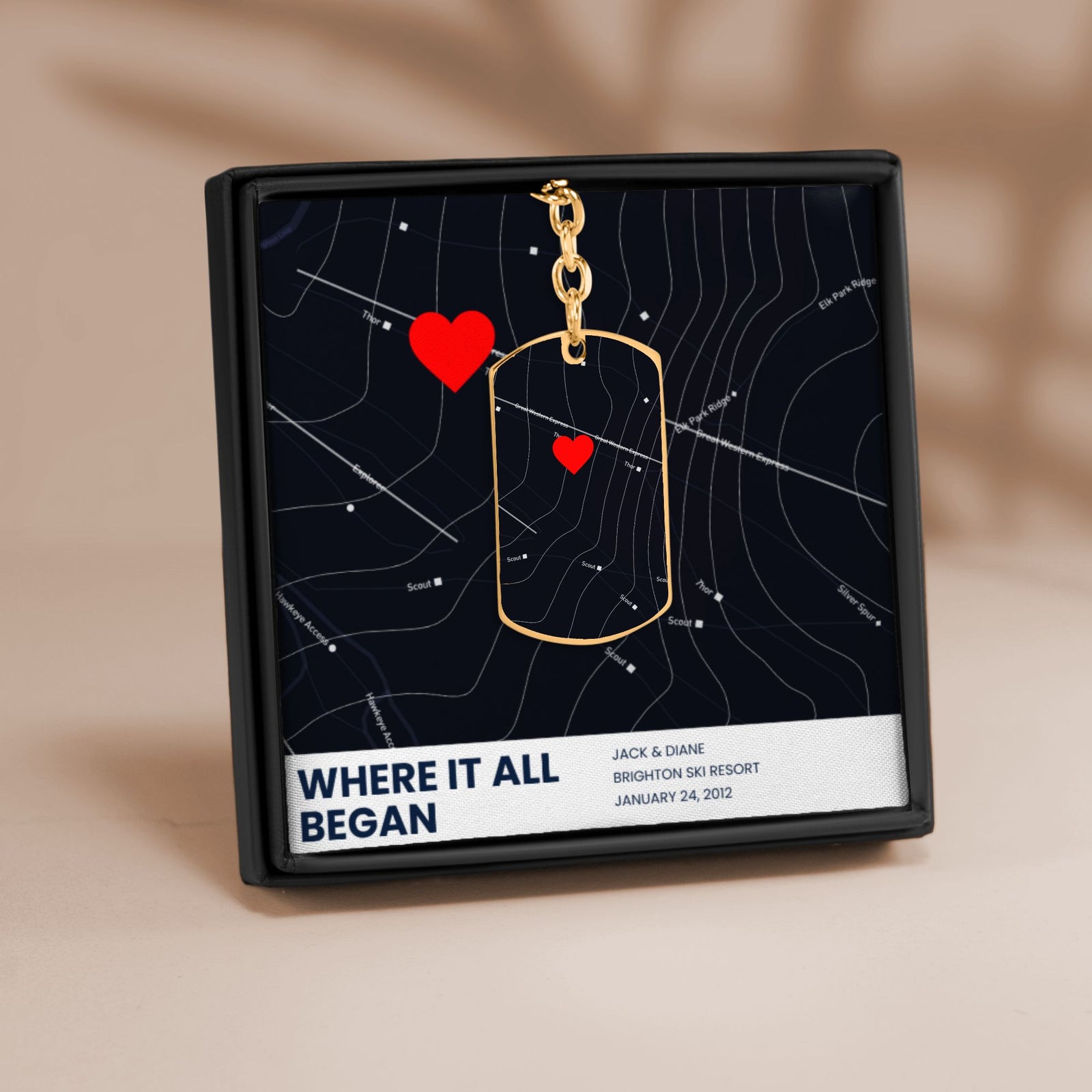Custom Message Ski Map Keychain - Add Your Resort!