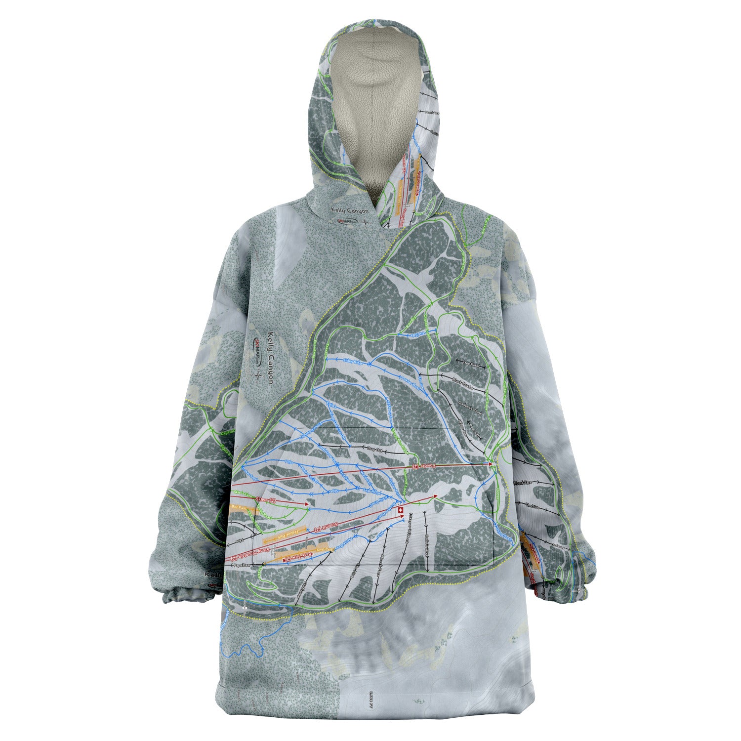 Kelly Canyon, Idaho Ski Trail Map Snug Hoodie