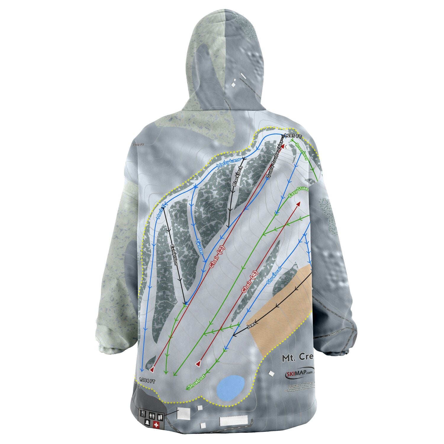 Mt Crescent, Iowa Ski Trail Map - Snug Hoodie