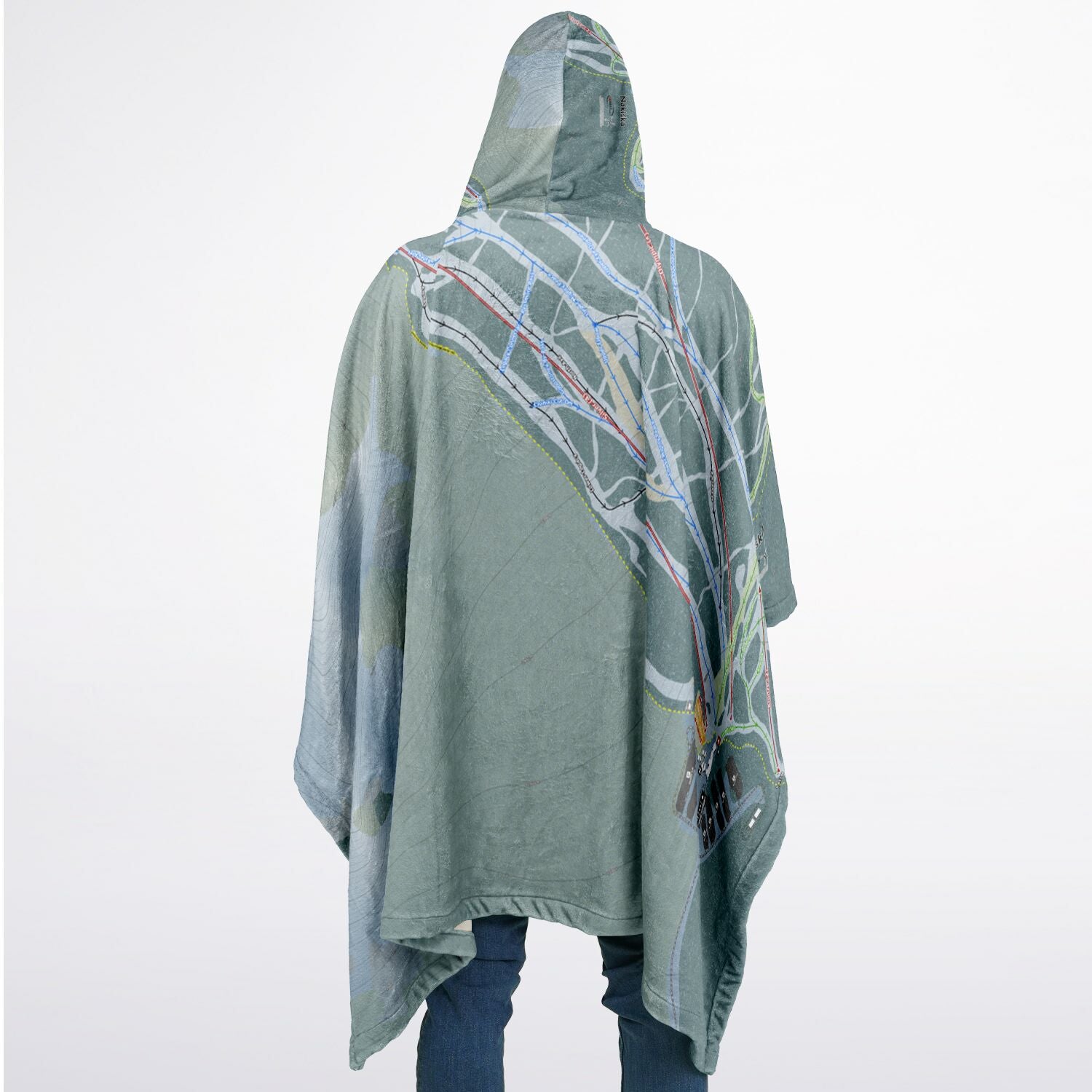 Nakiska, Alberta Ski Resort Map Flannel Blanket Poncho