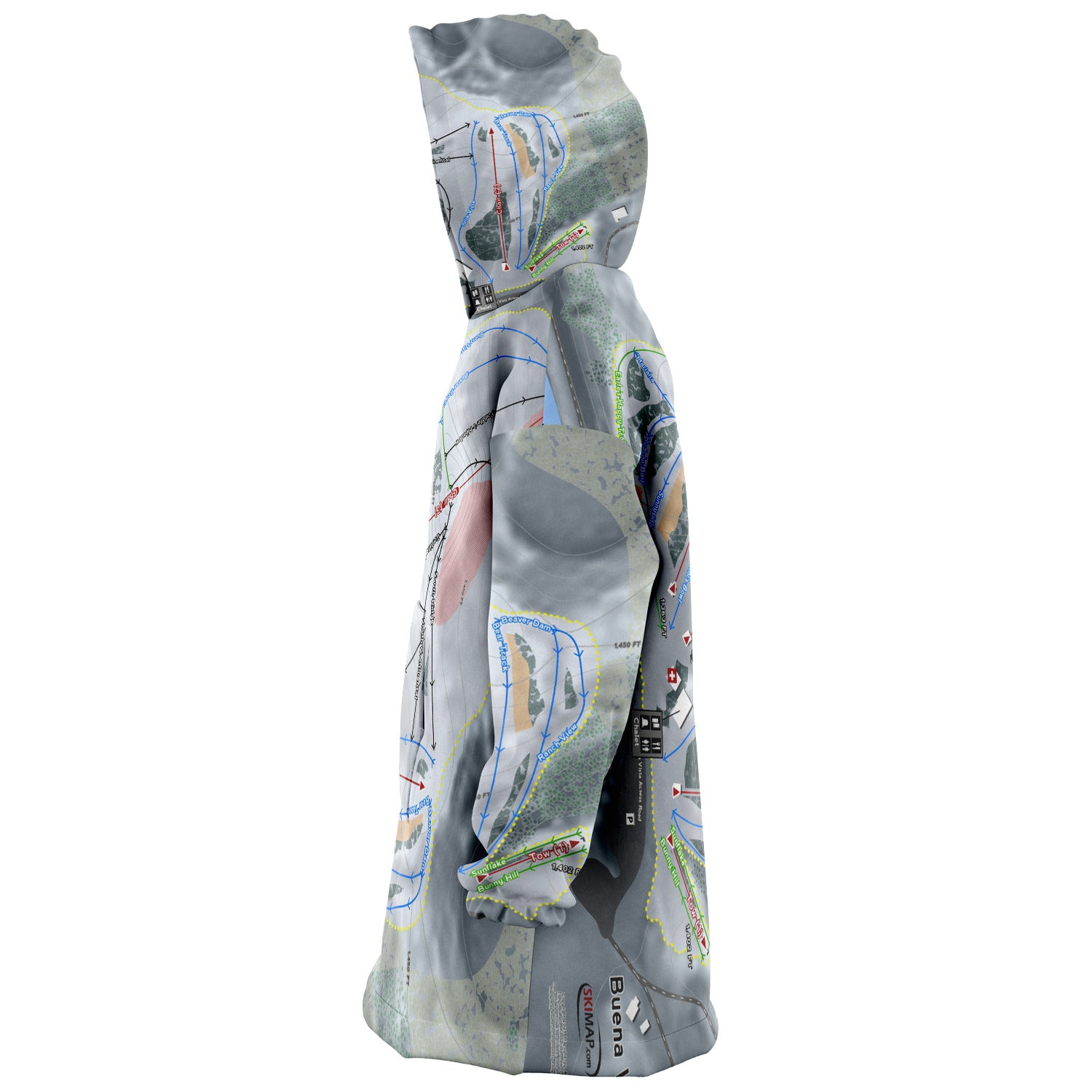 Buena Vista, Minnesota Ski Trail Map Snug Hoodie