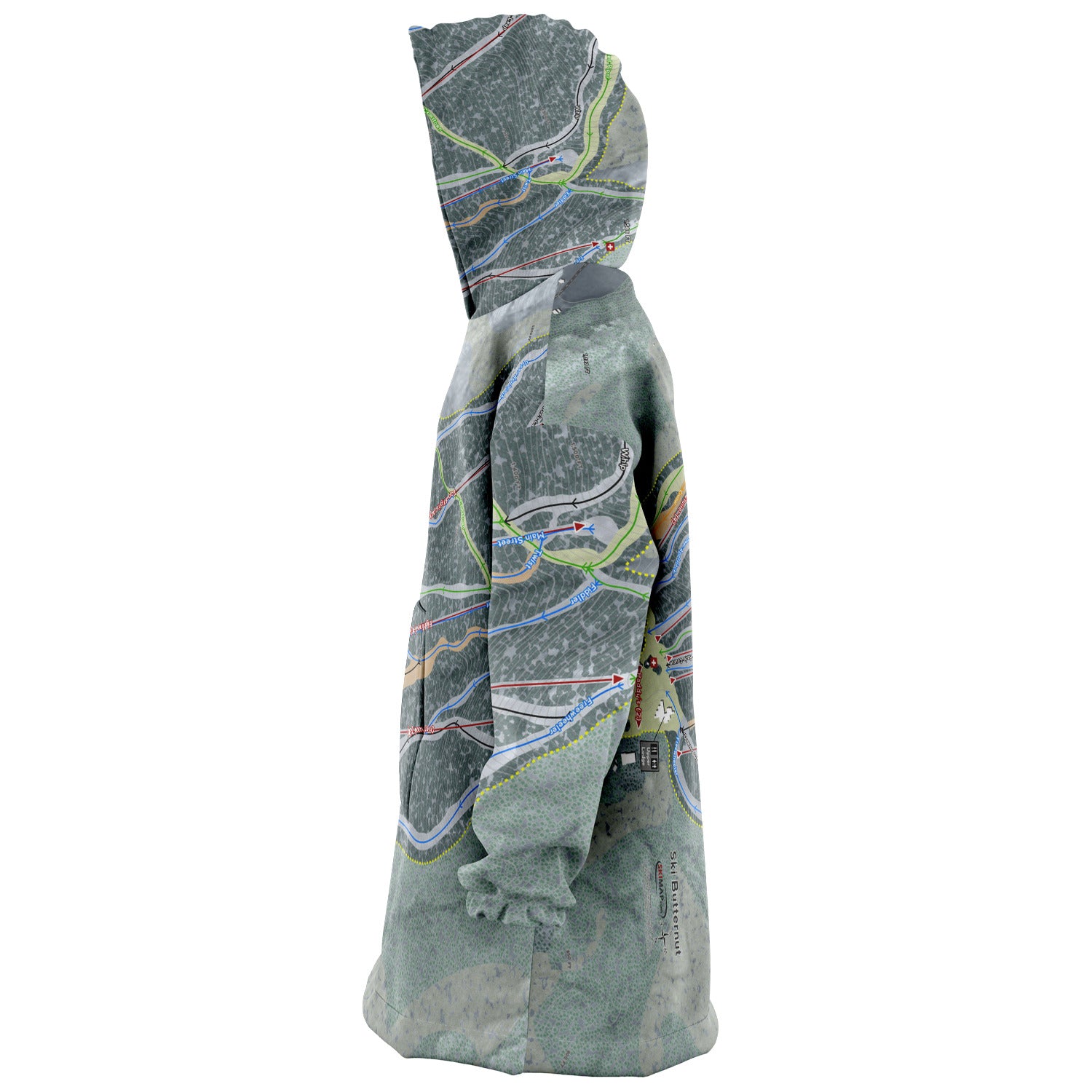 Ski Butternut, Massachusetts Ski Trail Map Snug Hoodie