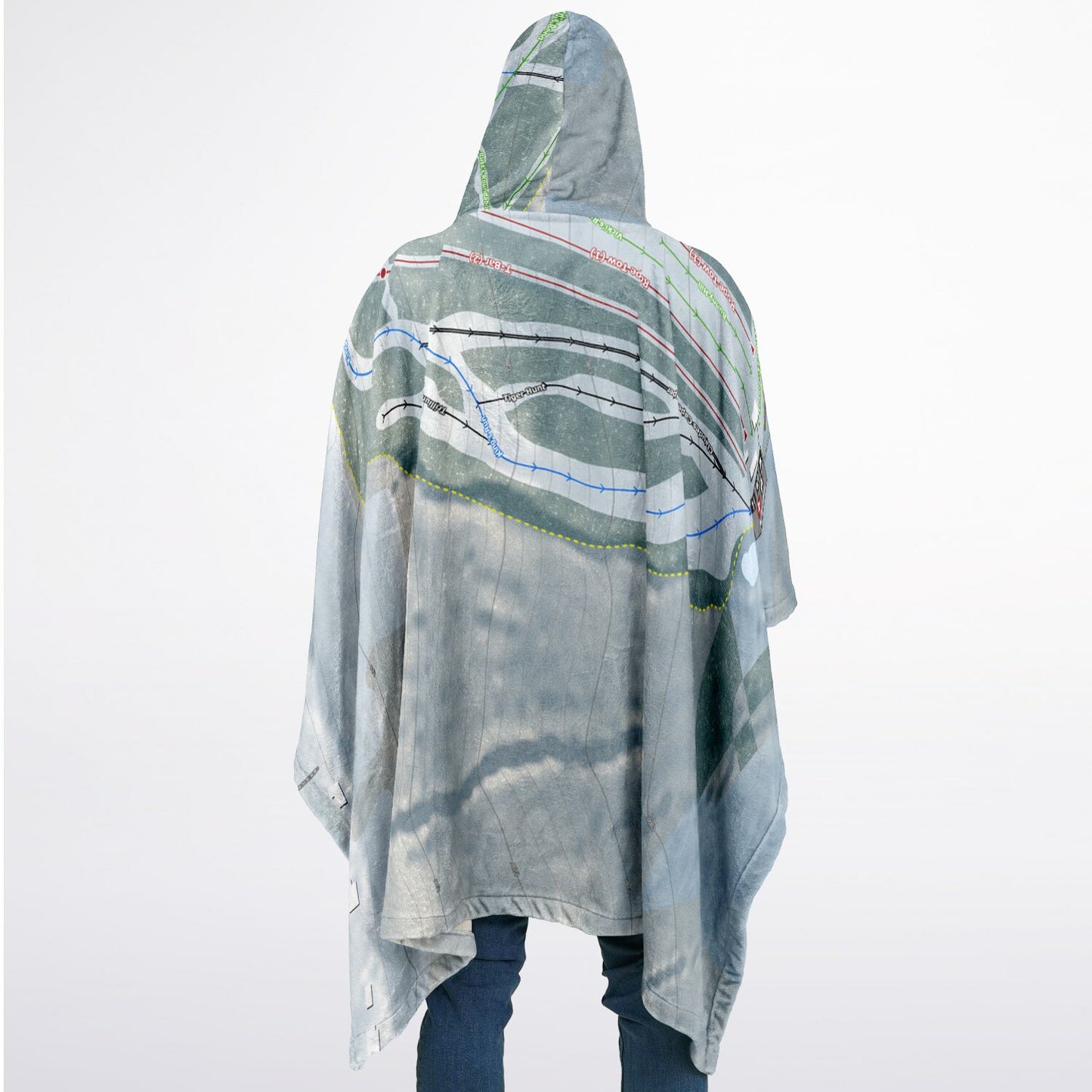 Cazenovia, New York Ski Resort Map Flannel Blanket Poncho