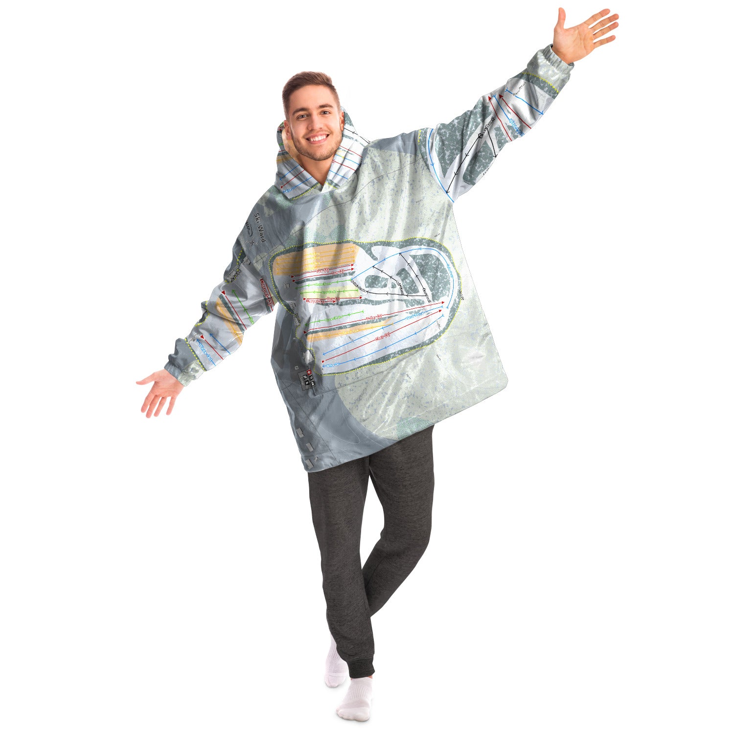 Ski Ward, Massachusetts Ski Trail Map Snug Hoodie