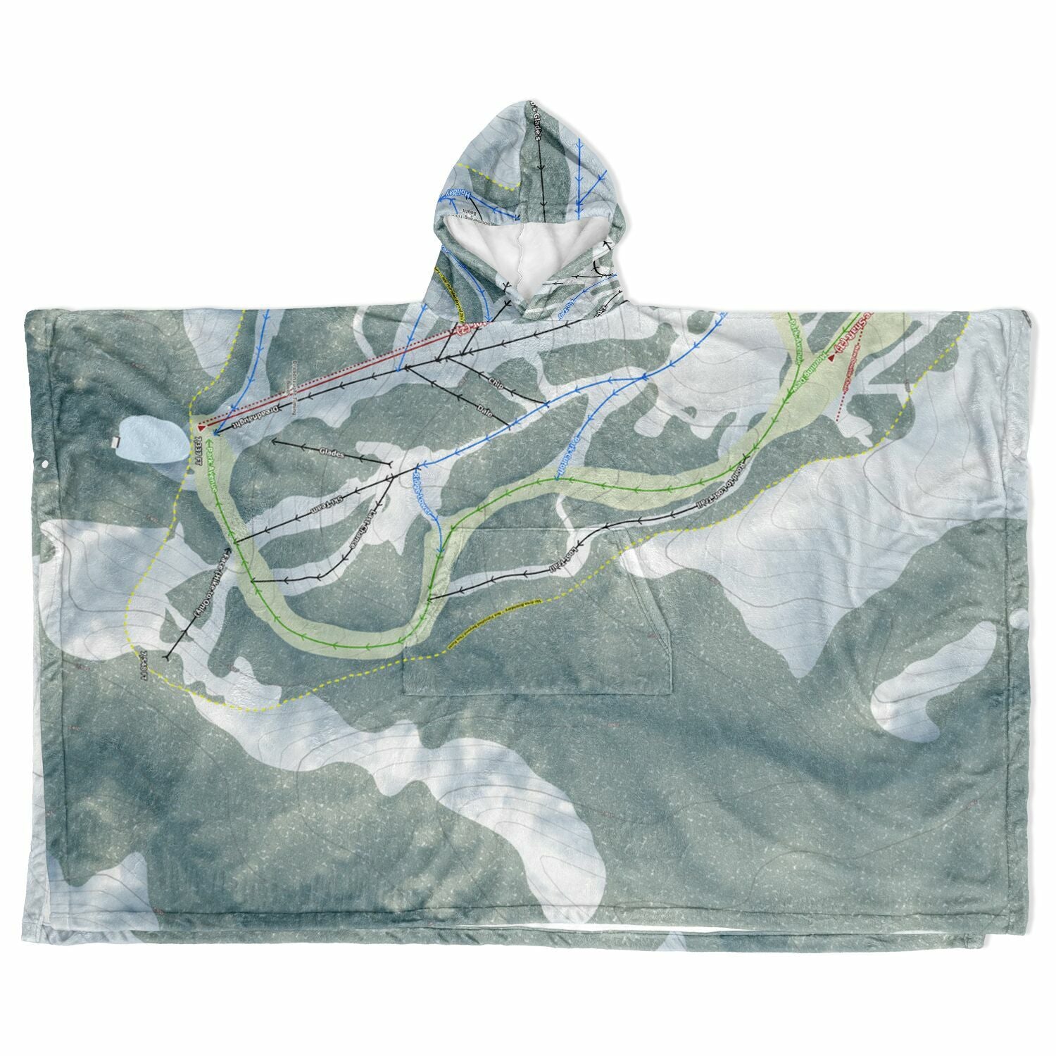 Hogadon, Wyoming Ski Resort Map Flannel Blanket Poncho