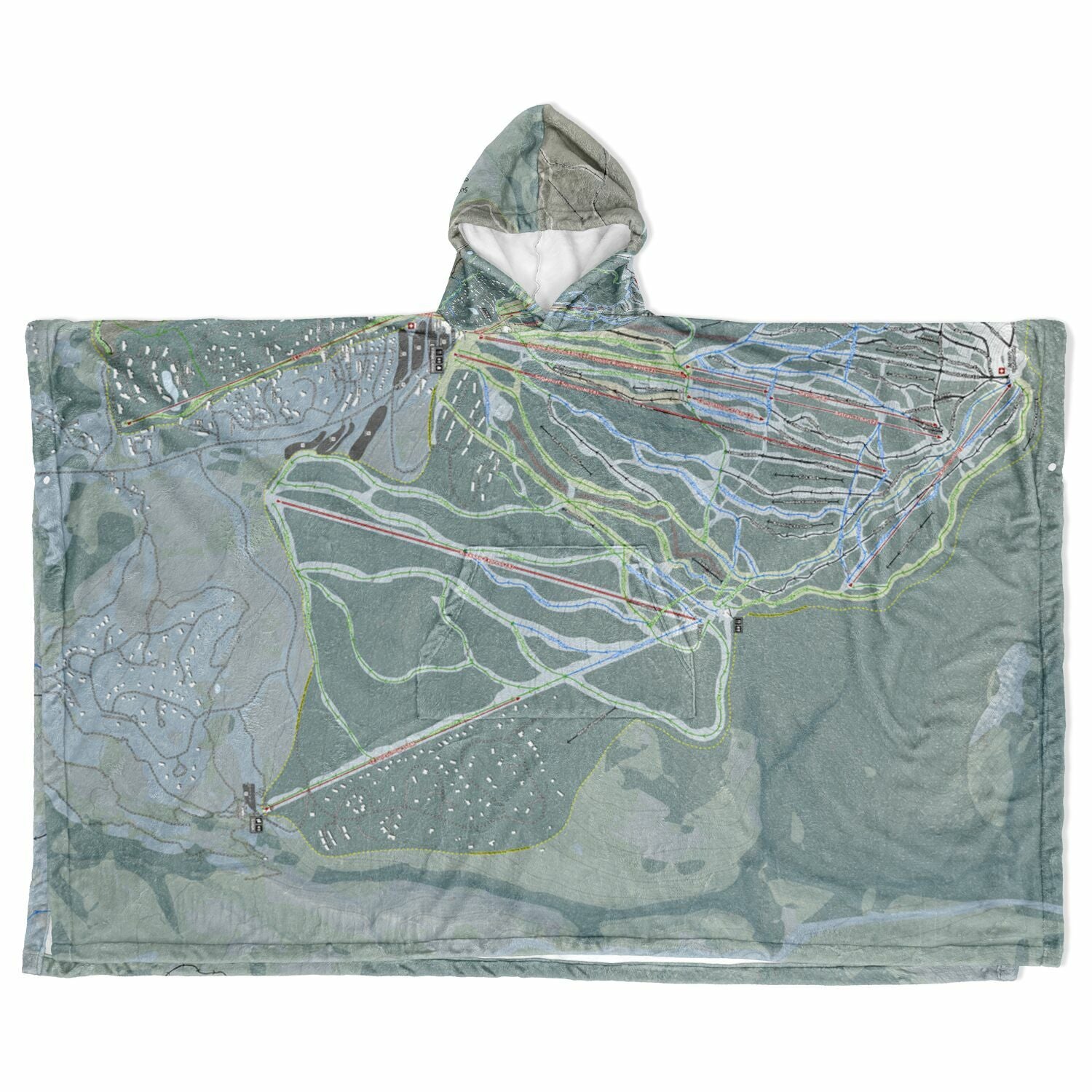 Sugarloaf, Maine Ski Resort Map Flannel Blanket Poncho