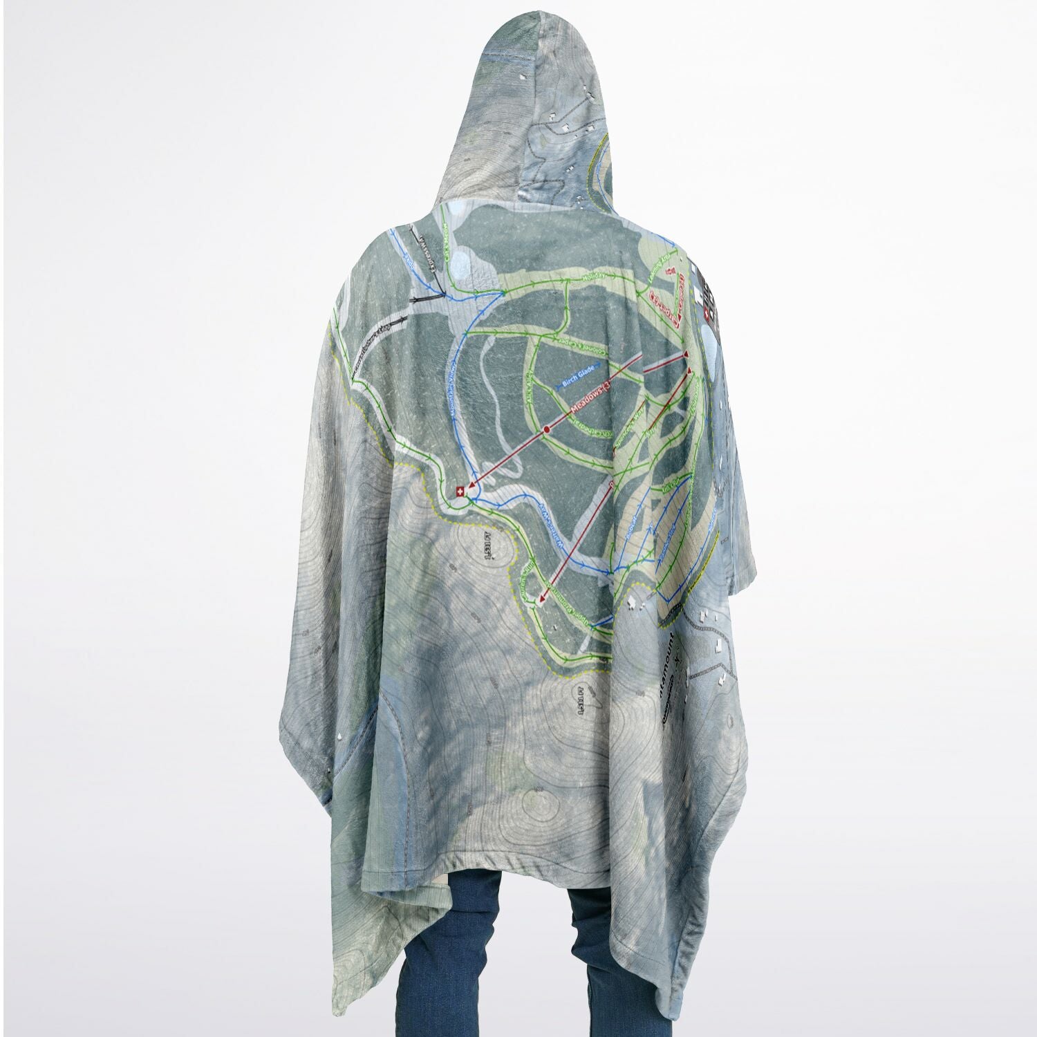 Catamount, New York Ski Resort Map Flannel Blanket Poncho