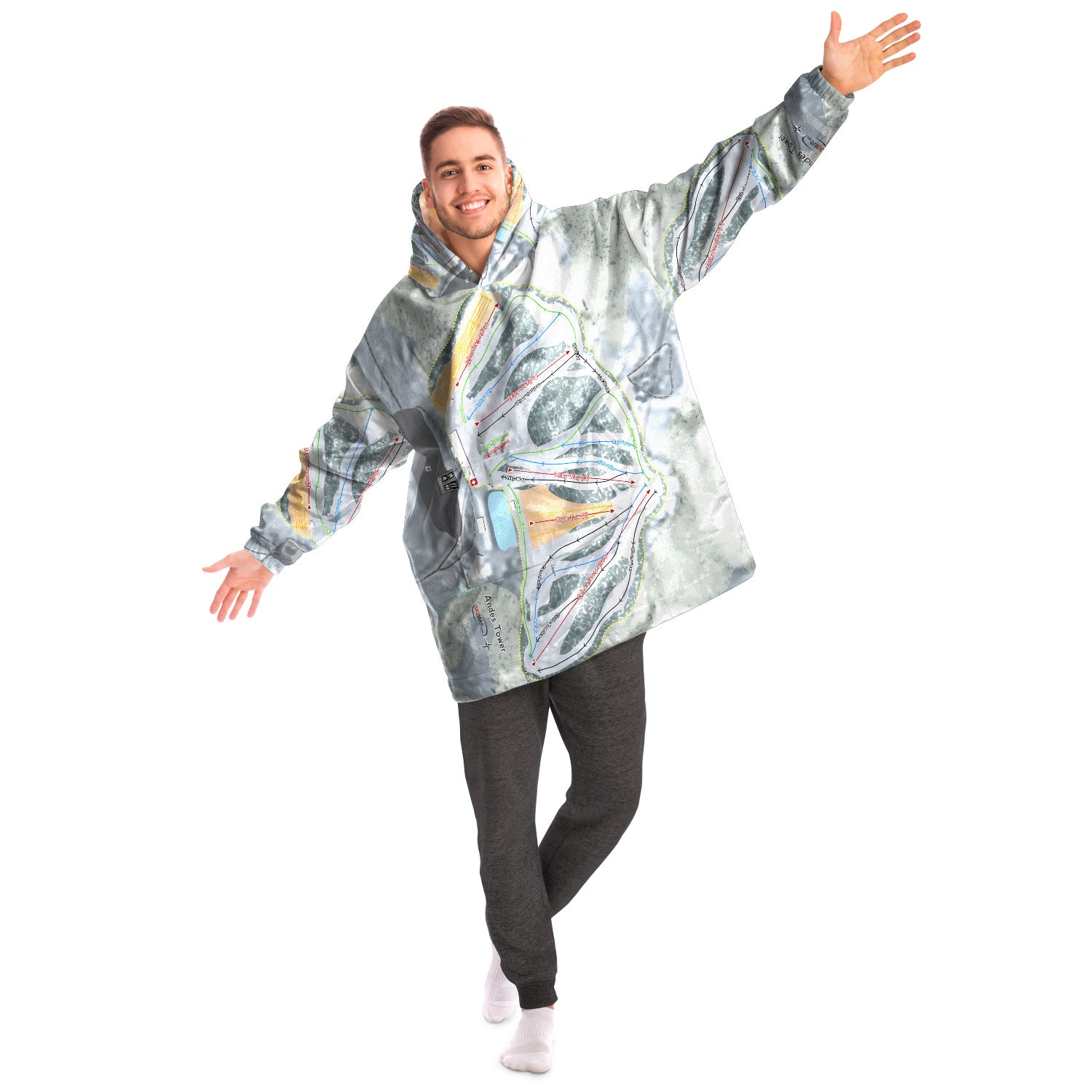 Andes Tower, Minnesota Ski Trail Map Snug Hoodie