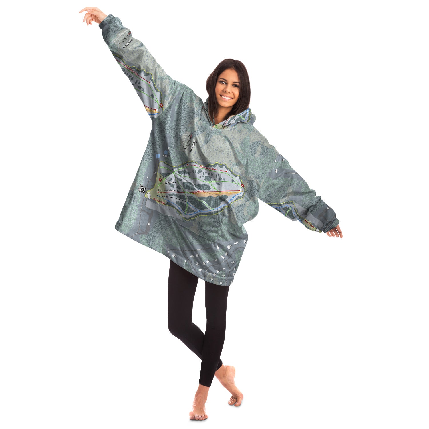 Hilltop, Alaska Ski Trail Map Snug Hoodie