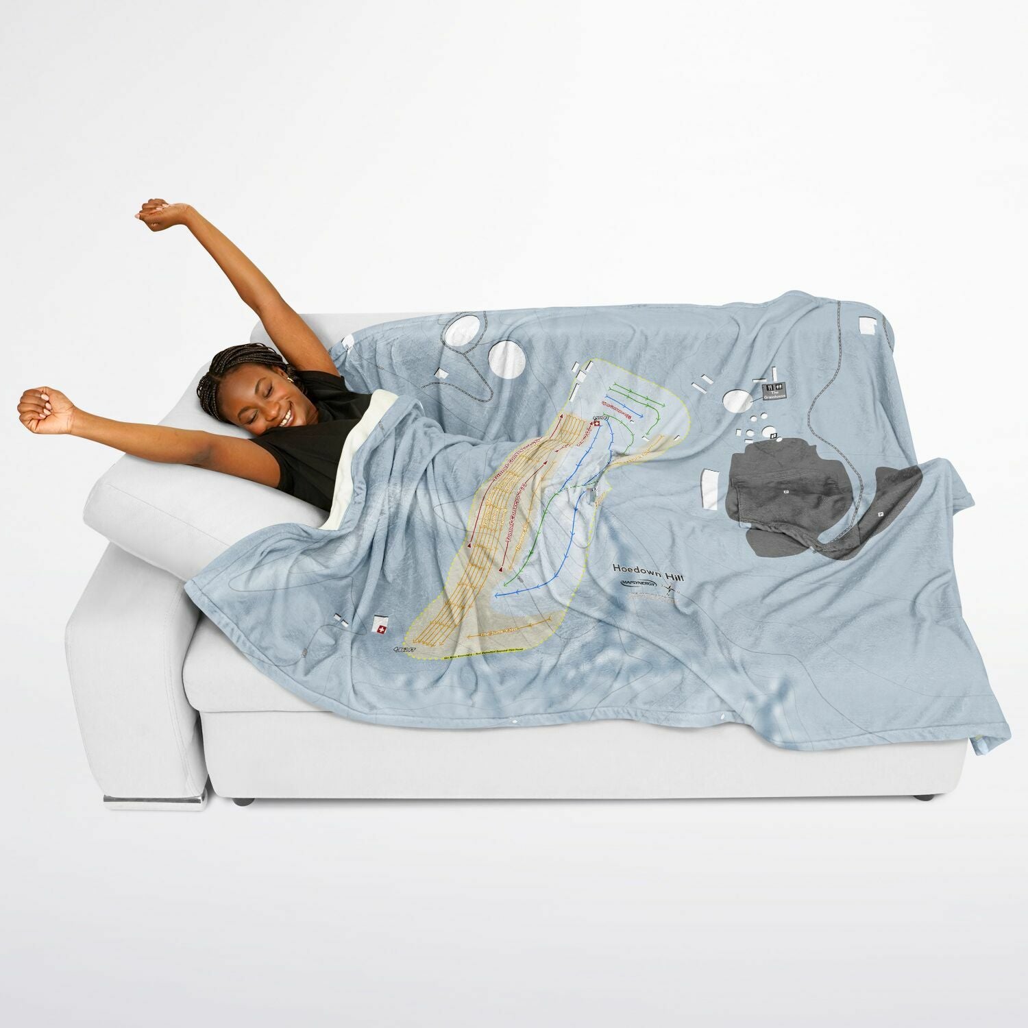 Hoedown Hill, Colorado Ski Resort Map Flannel Blanket Poncho