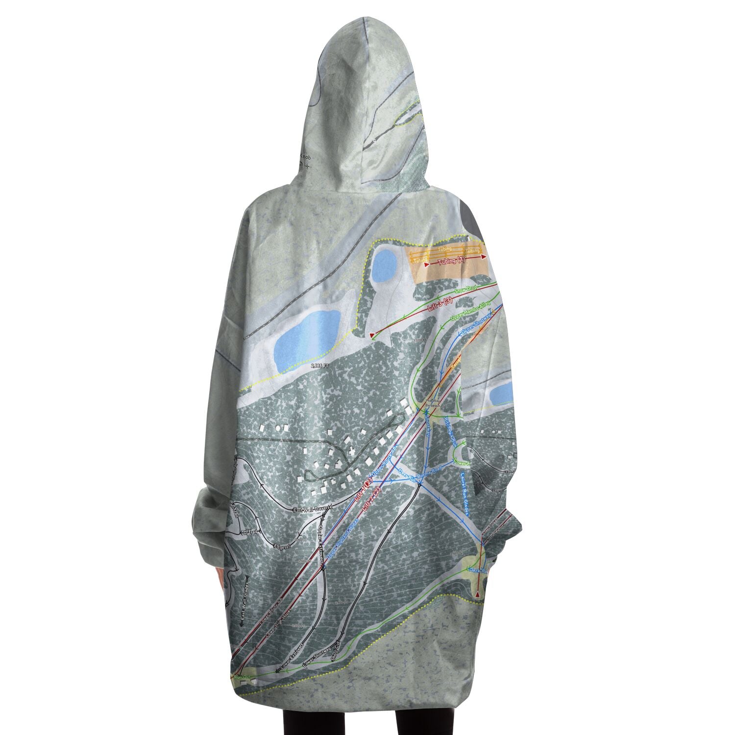 Blue Knob, Pennsylvania Ski Trail Map Snug Hoodie