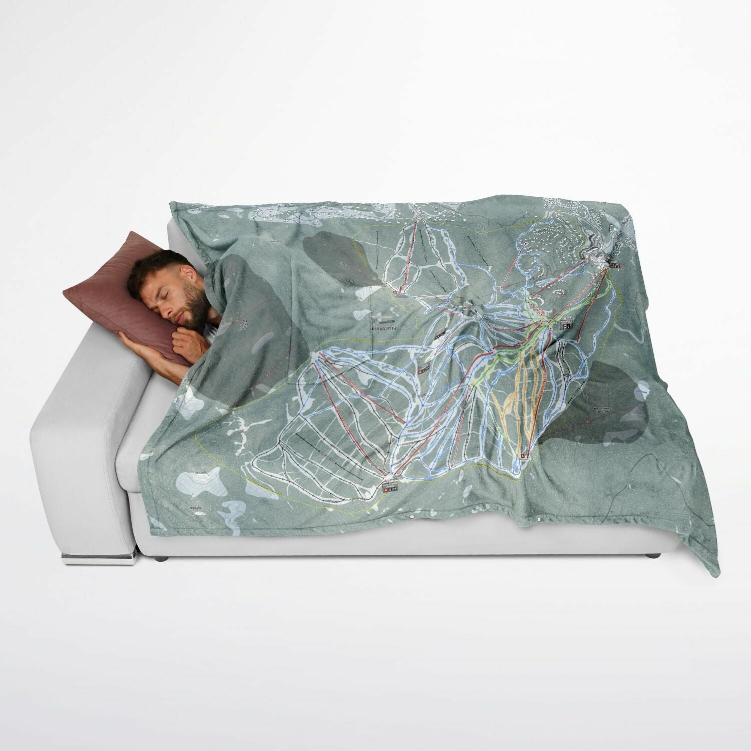 Northstar, California Ski Resort Map Flannel Blanket Poncho