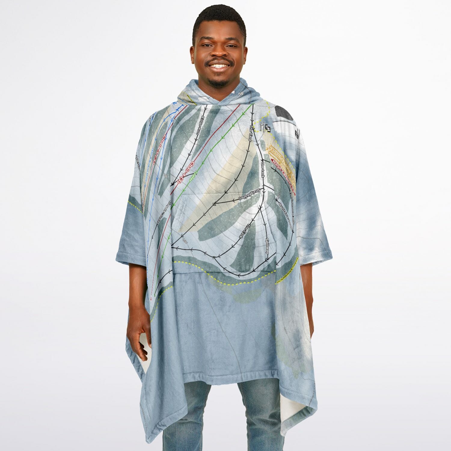 Treetops, Michigan Ski Resort Map Flannel Blanket Poncho