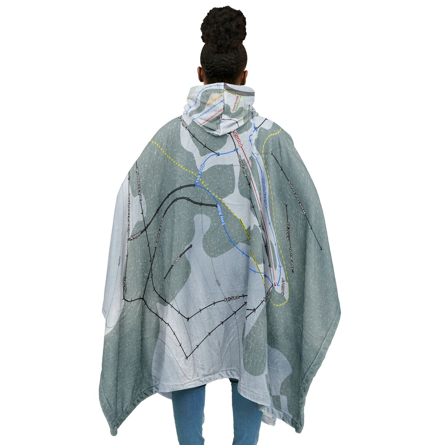 Hurricane Ridge, Washington Ski Resort Map Flannel Blanket Poncho