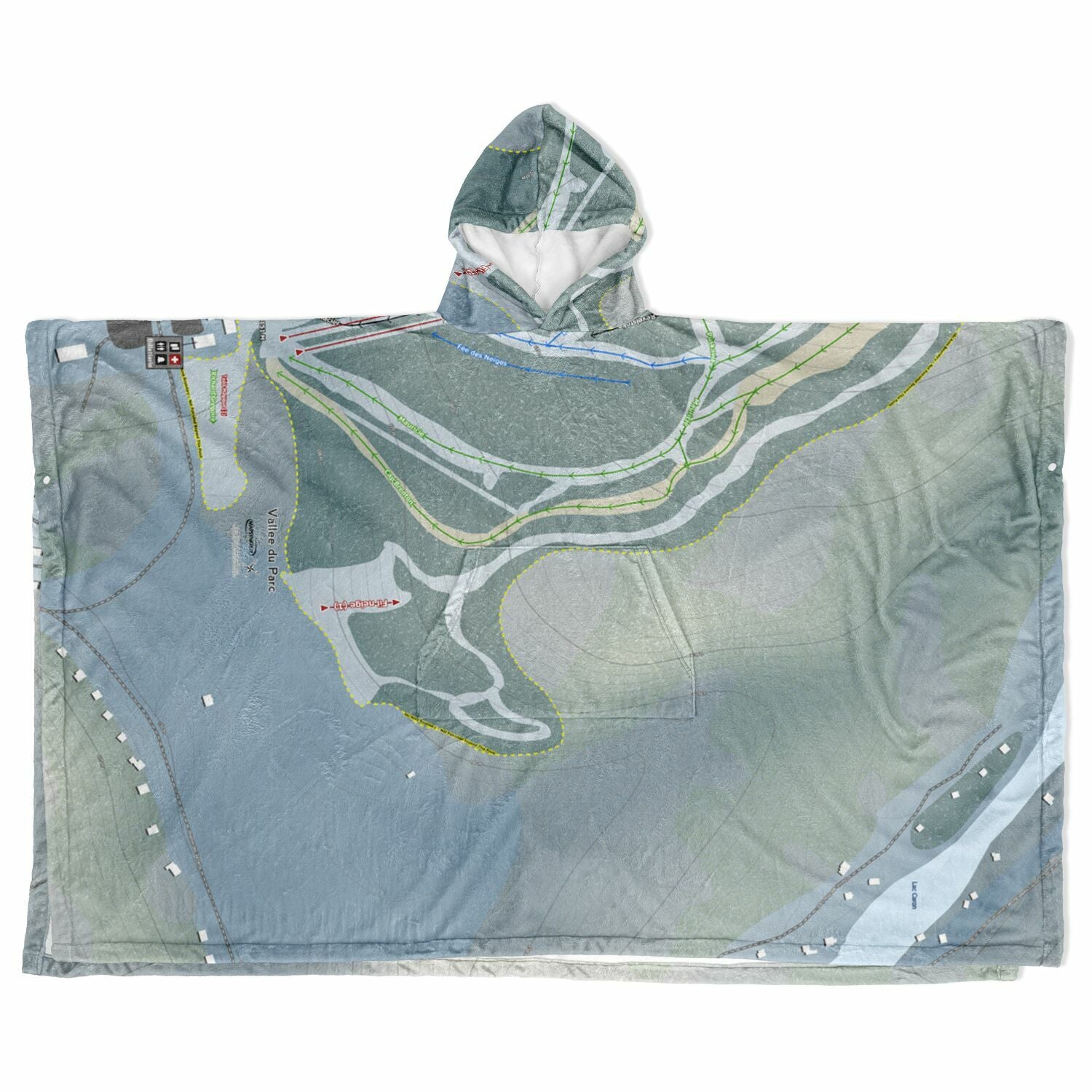 Vallee Du Parc, Quebec Ski Resort Map Flannel Blanket Poncho