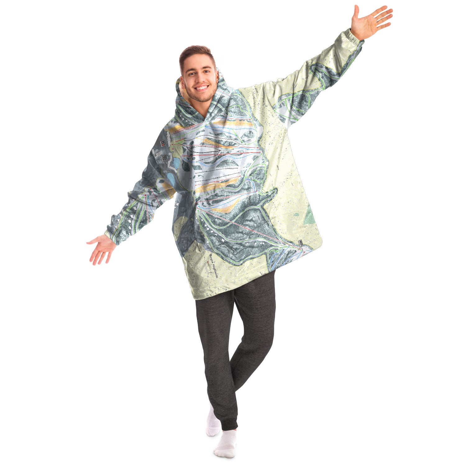 Boyne Highlands, Michigan Ski Trail Map Snug Hoodie