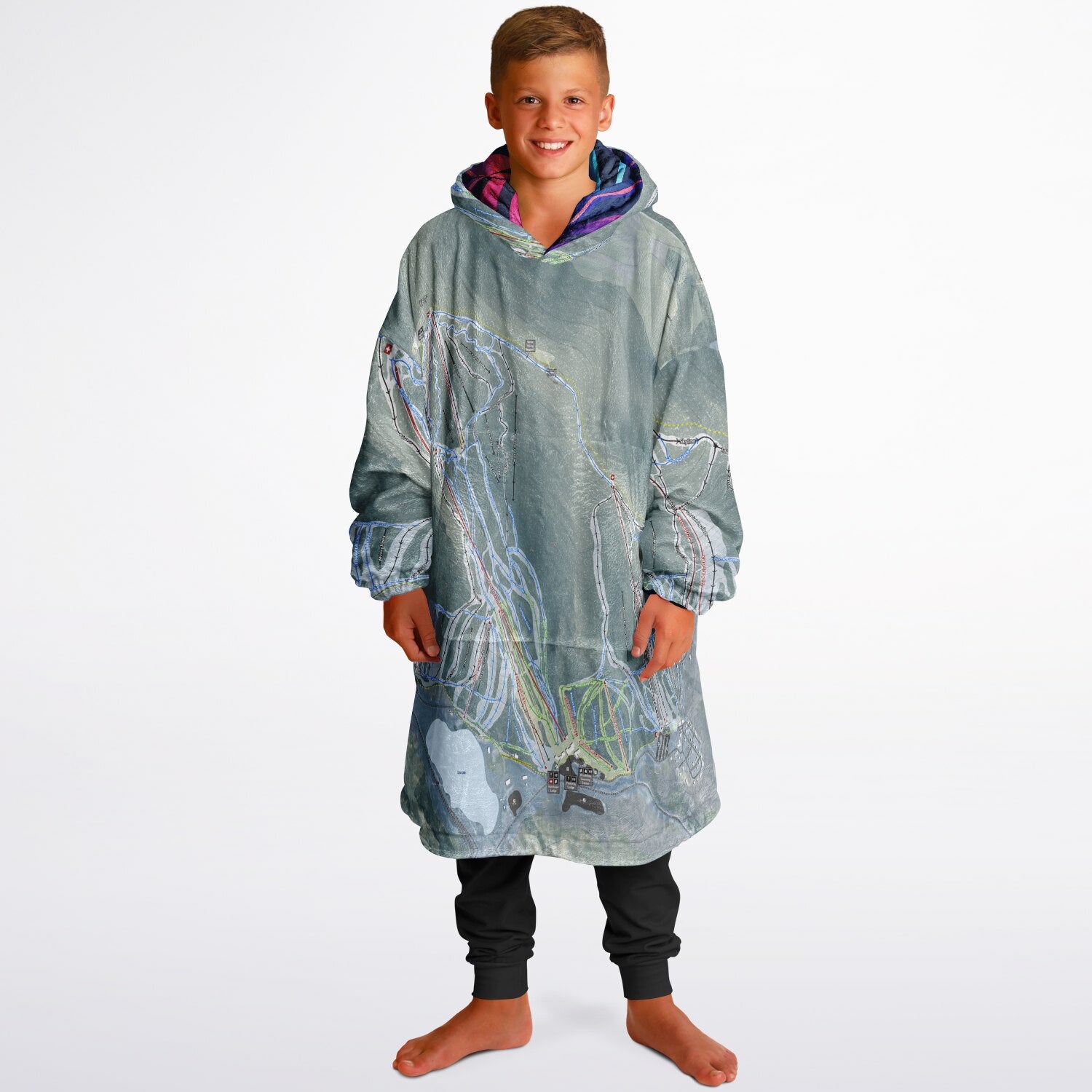 Cannon Mountain, New Hampshire Ski Resort Map Youth Reversible Snug Hoodie