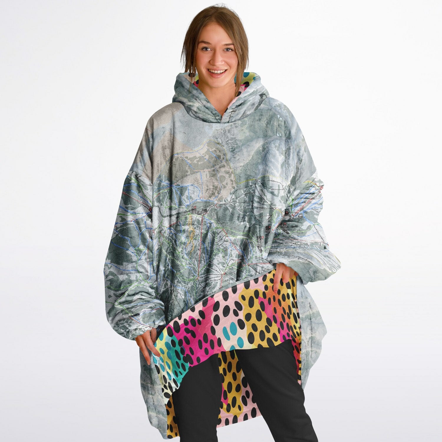 Powder Mountain, Utah Ski Resort Map Reversible Snug Hoodie