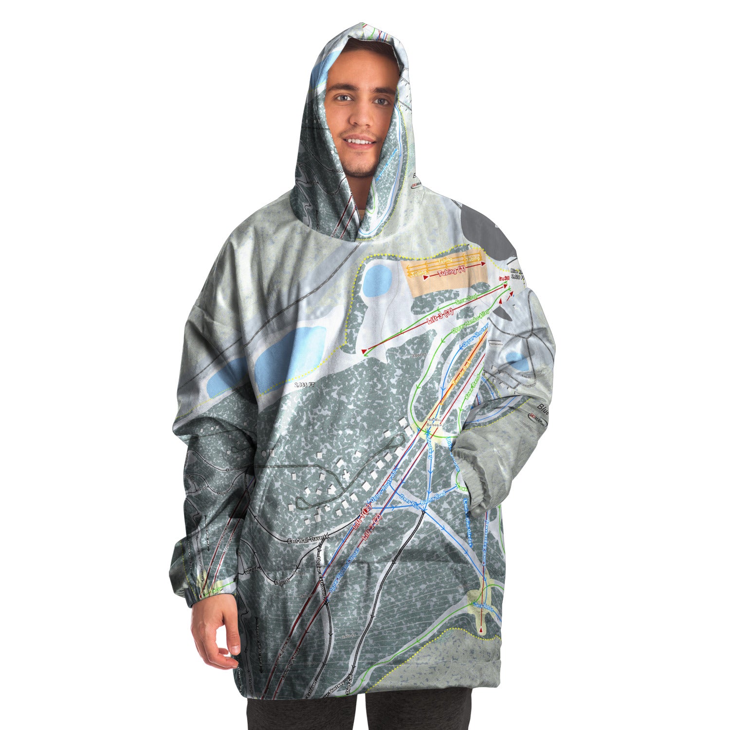 Blue Knob, Pennsylvania Ski Trail Map Snug Hoodie