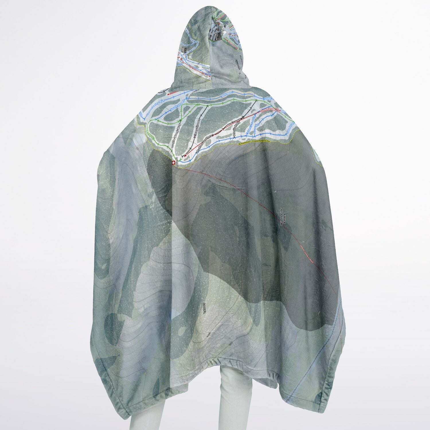 Waterville Valley, New Hampshire Ski Resort Map Flannel Blanket Poncho