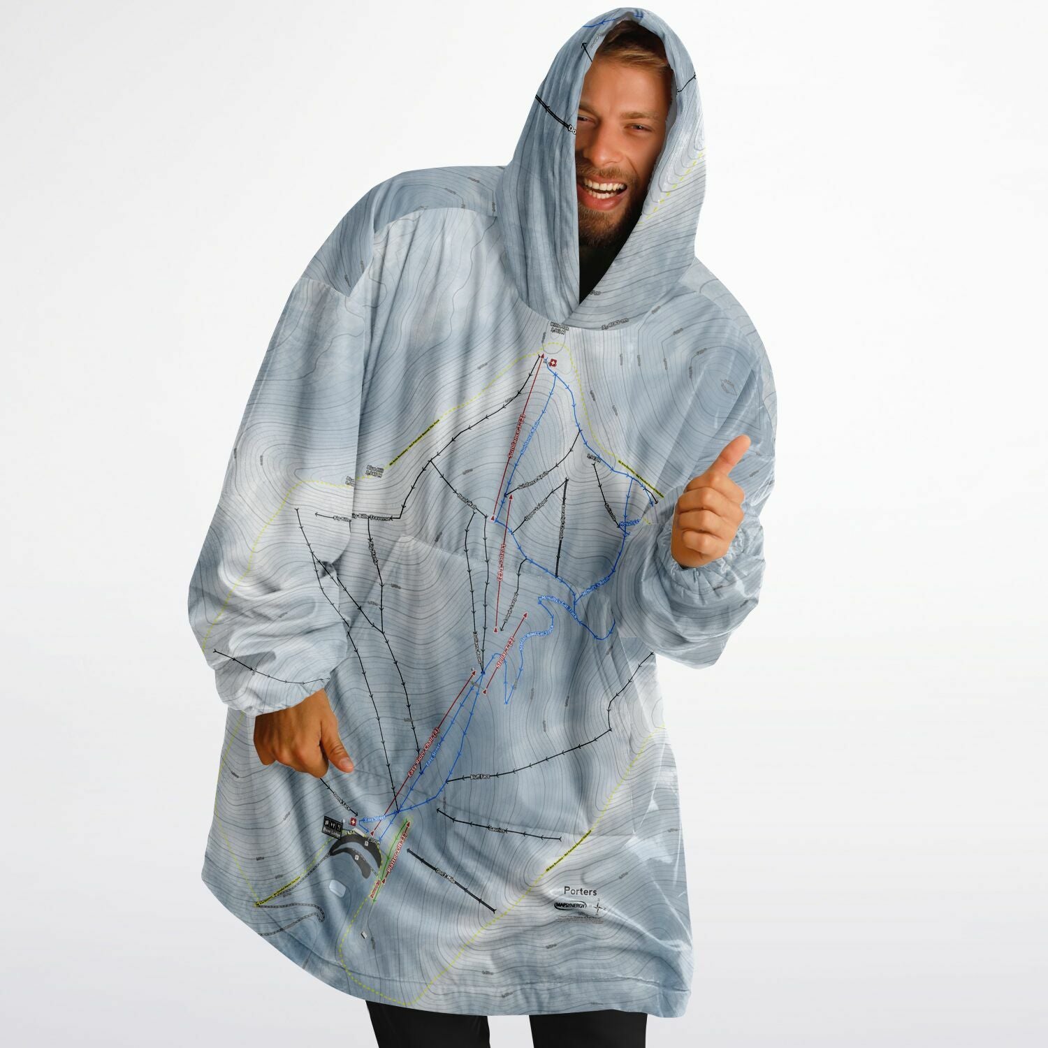Porters, New Zealand Ski Trail Map - Snug Hoodie