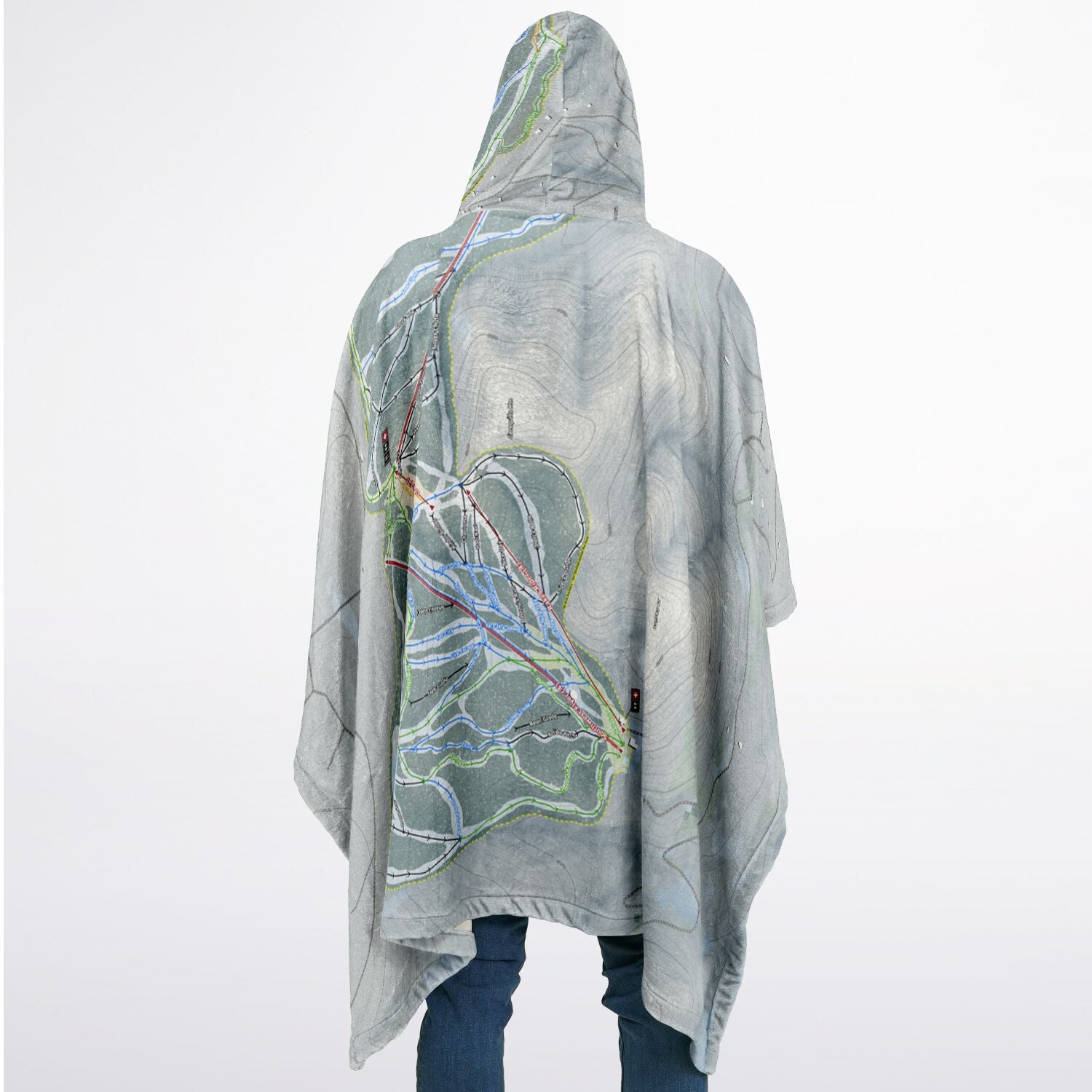 Angel Fire, New Mexico Ski Resort Map Flannel Blanket Poncho