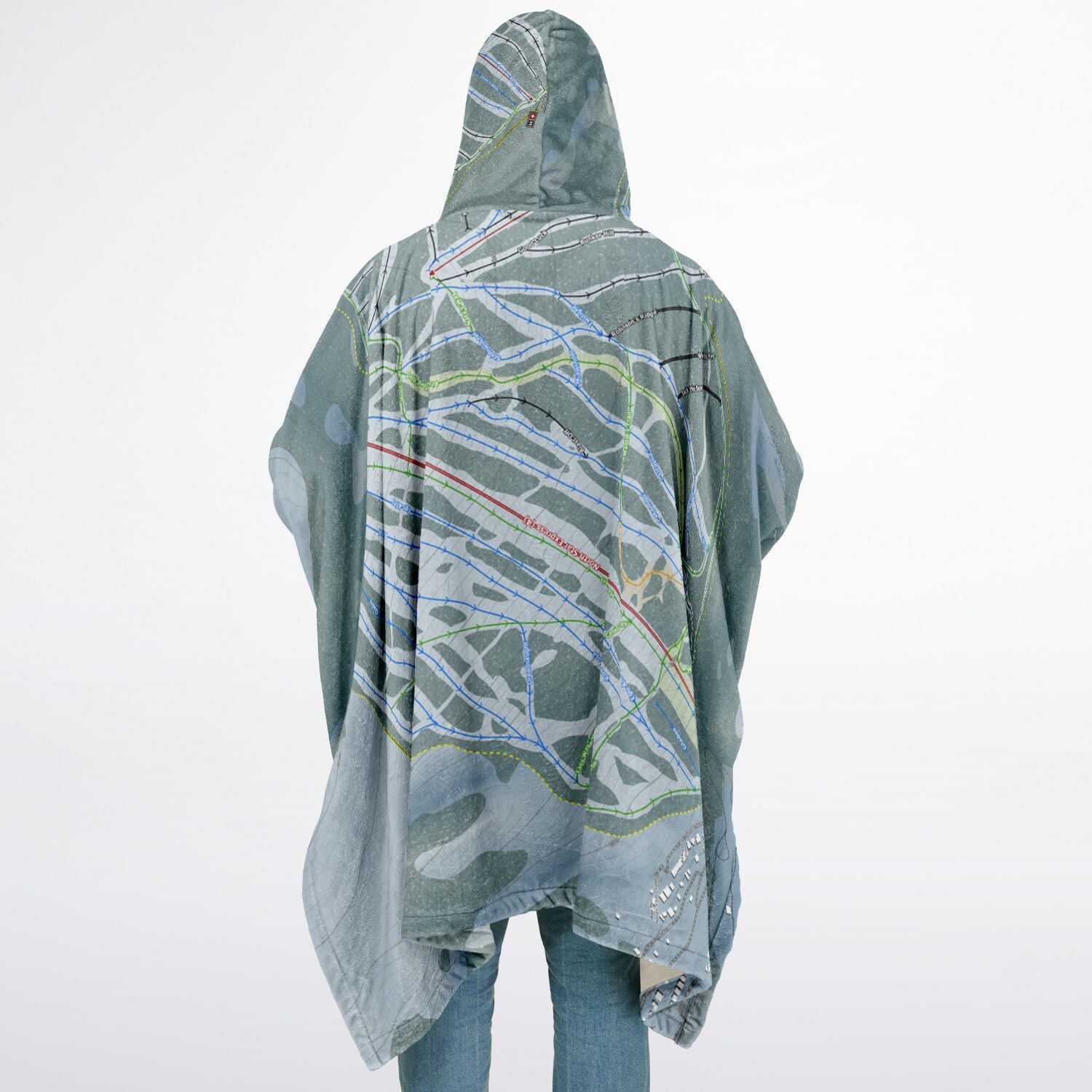 Kimberley, British Columbia Ski Resort Map Flannel Blanket Poncho