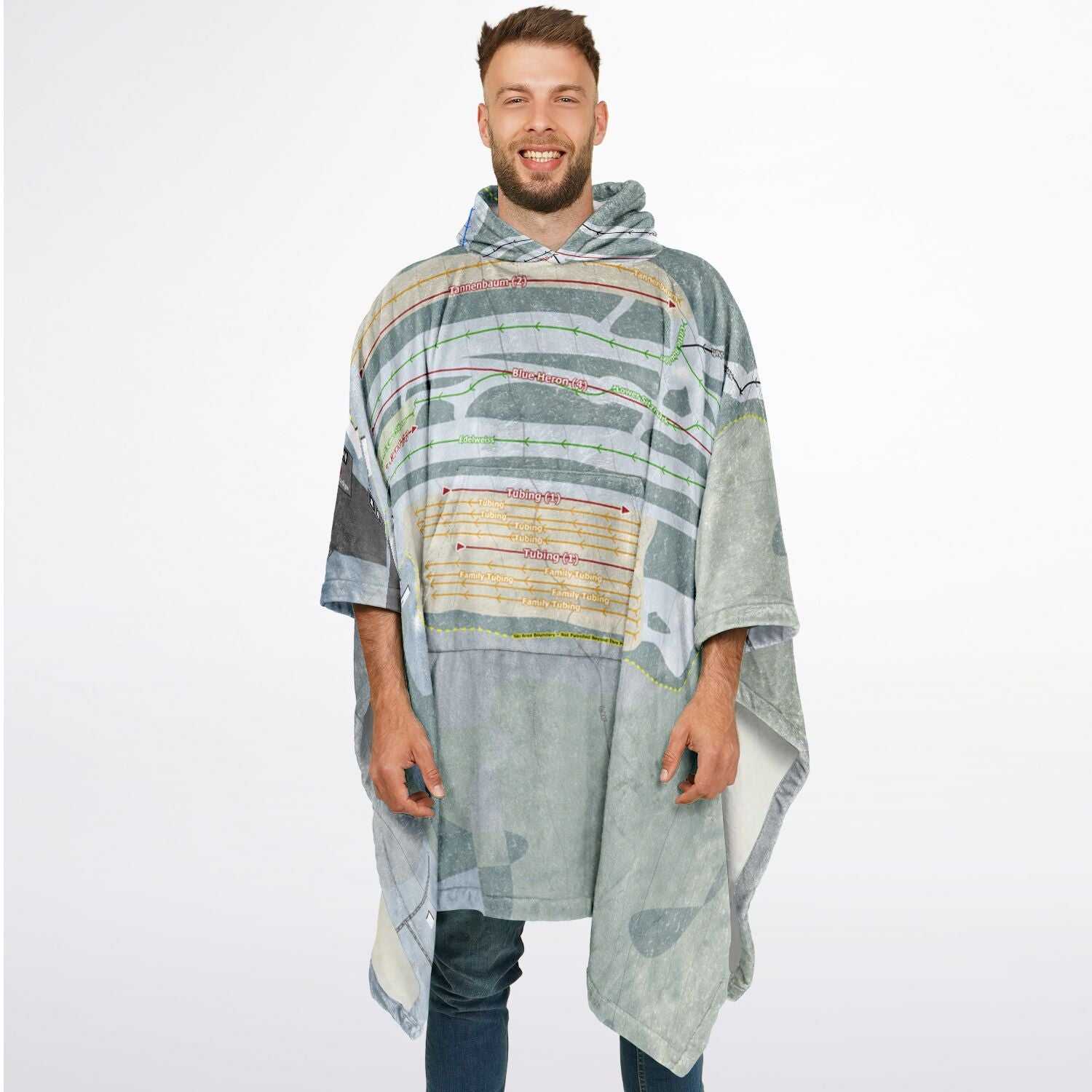 Big Boulder, Pennsylvania Ski Resort Map Flannel Blanket Poncho