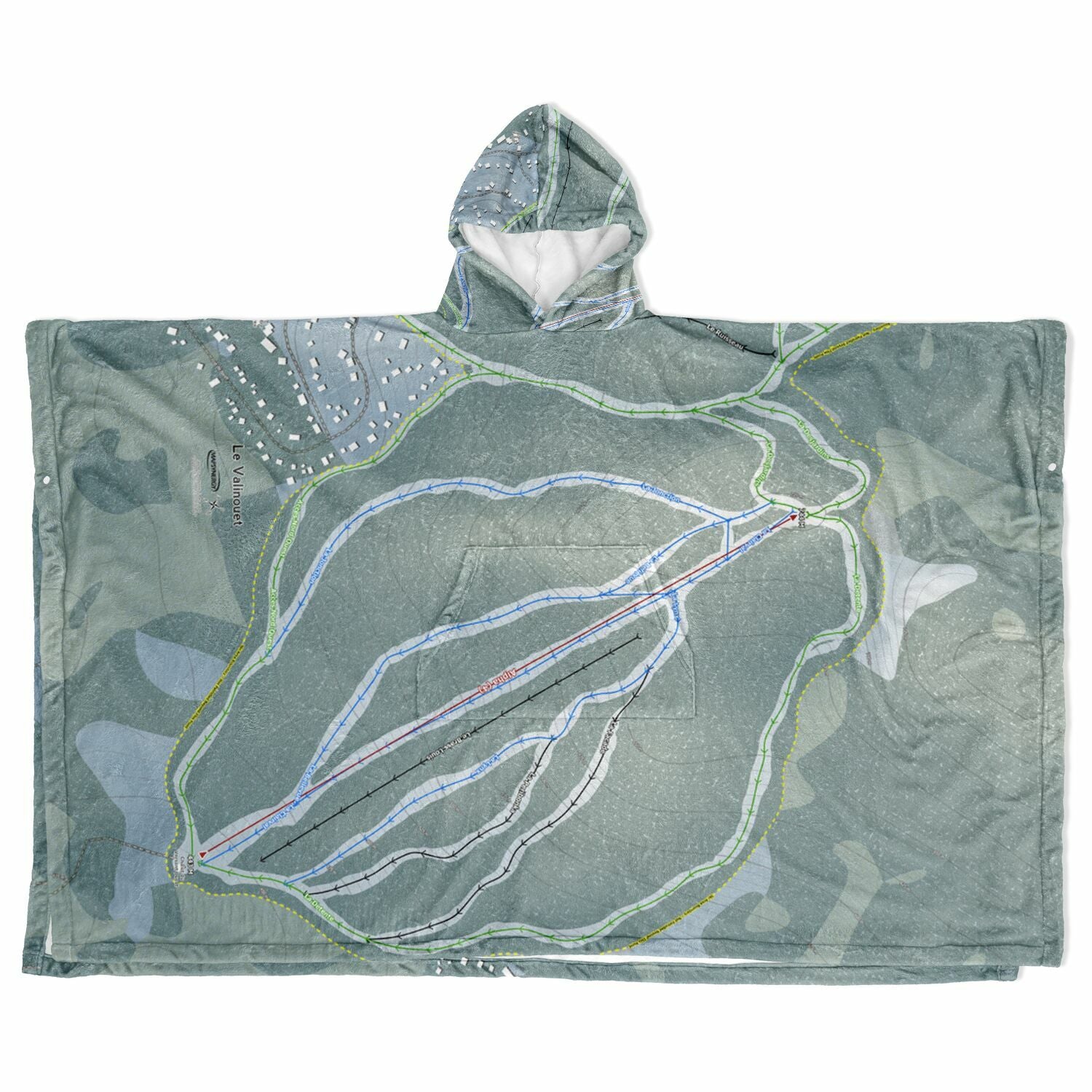 Le Valinouet, Quebec Ski Resort Map Flannel Blanket Poncho