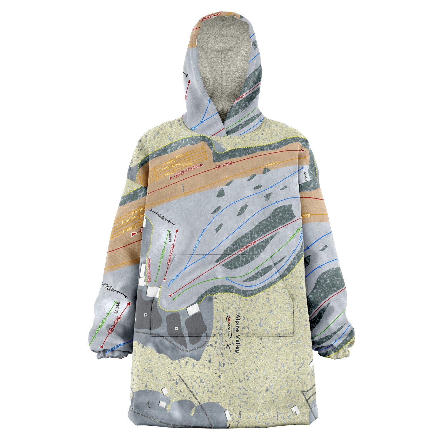 Alpine Valley, Ohio Ski Trail Map - Snug Hoodie