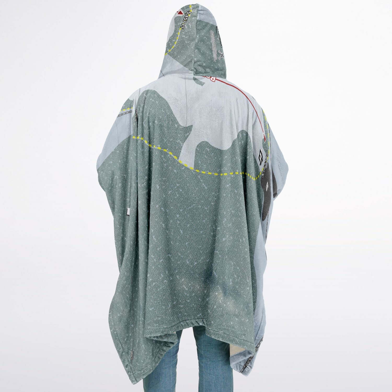 Dixie Summit, Oregon Ski Resort Map Flannel Blanket Poncho