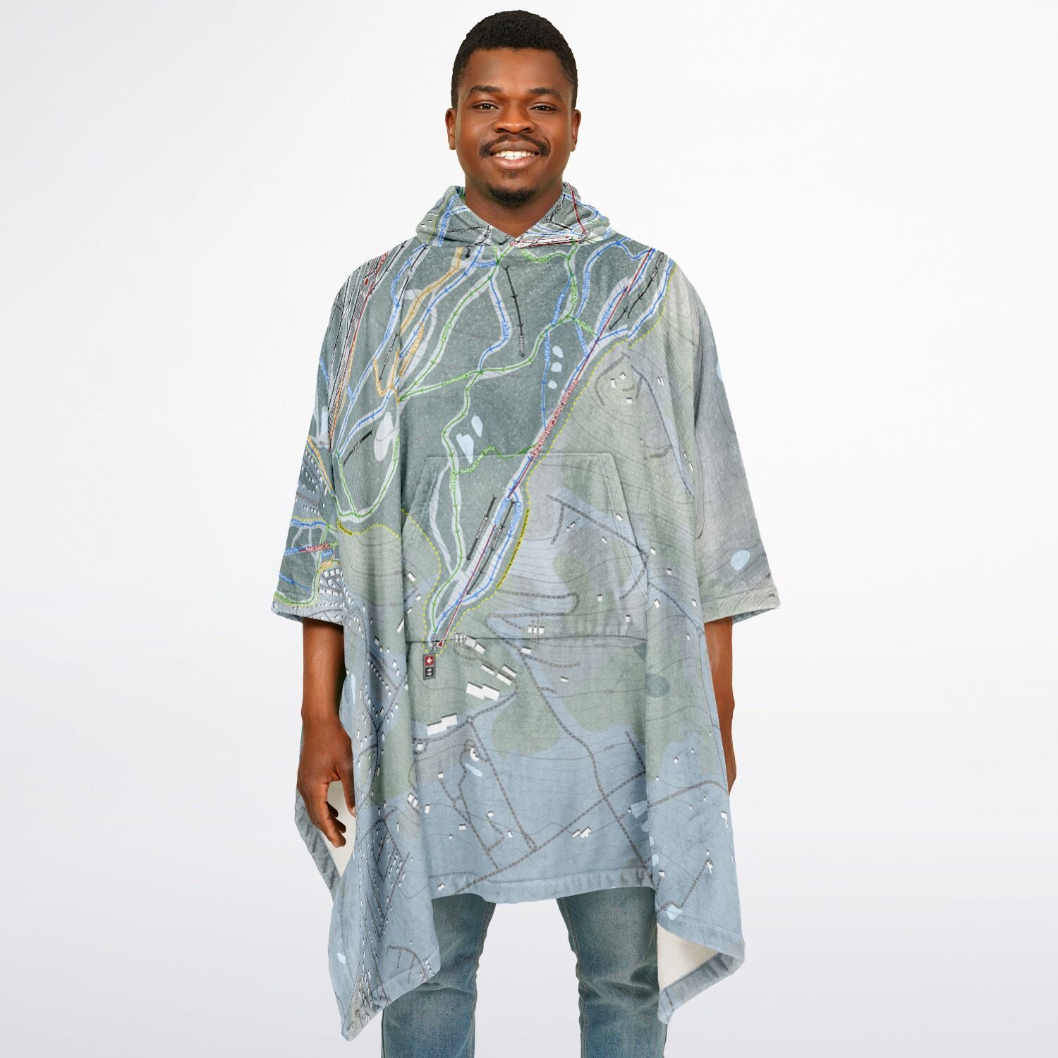 Bromont, Quebec Ski Resort Map Flannel Blanket Poncho